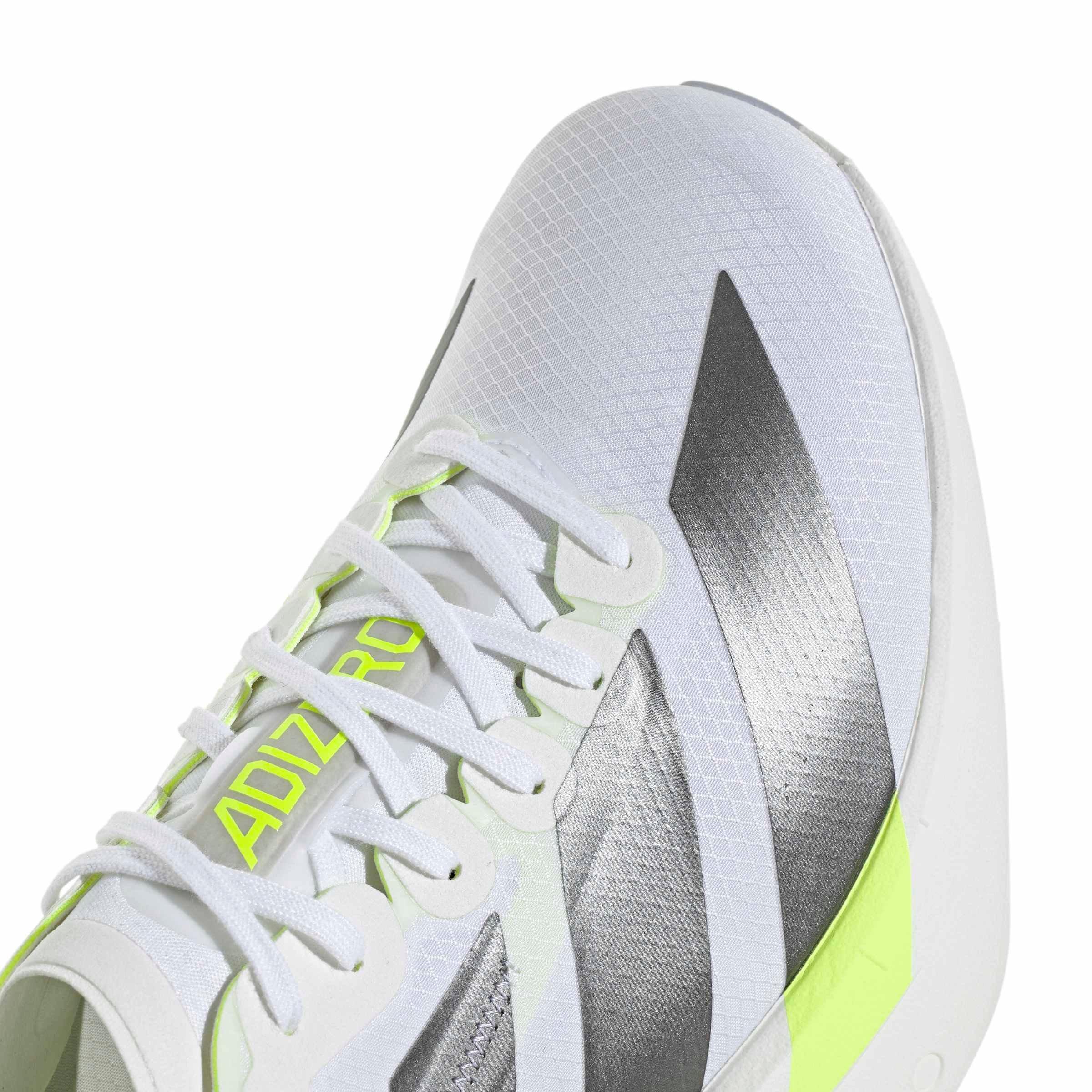 adidas Adizero Adios Pro 4 "Ftwr White/Iron Metallic/Solar Yellow" Men's Running Shoe - WHITE/IRON/YELLOW