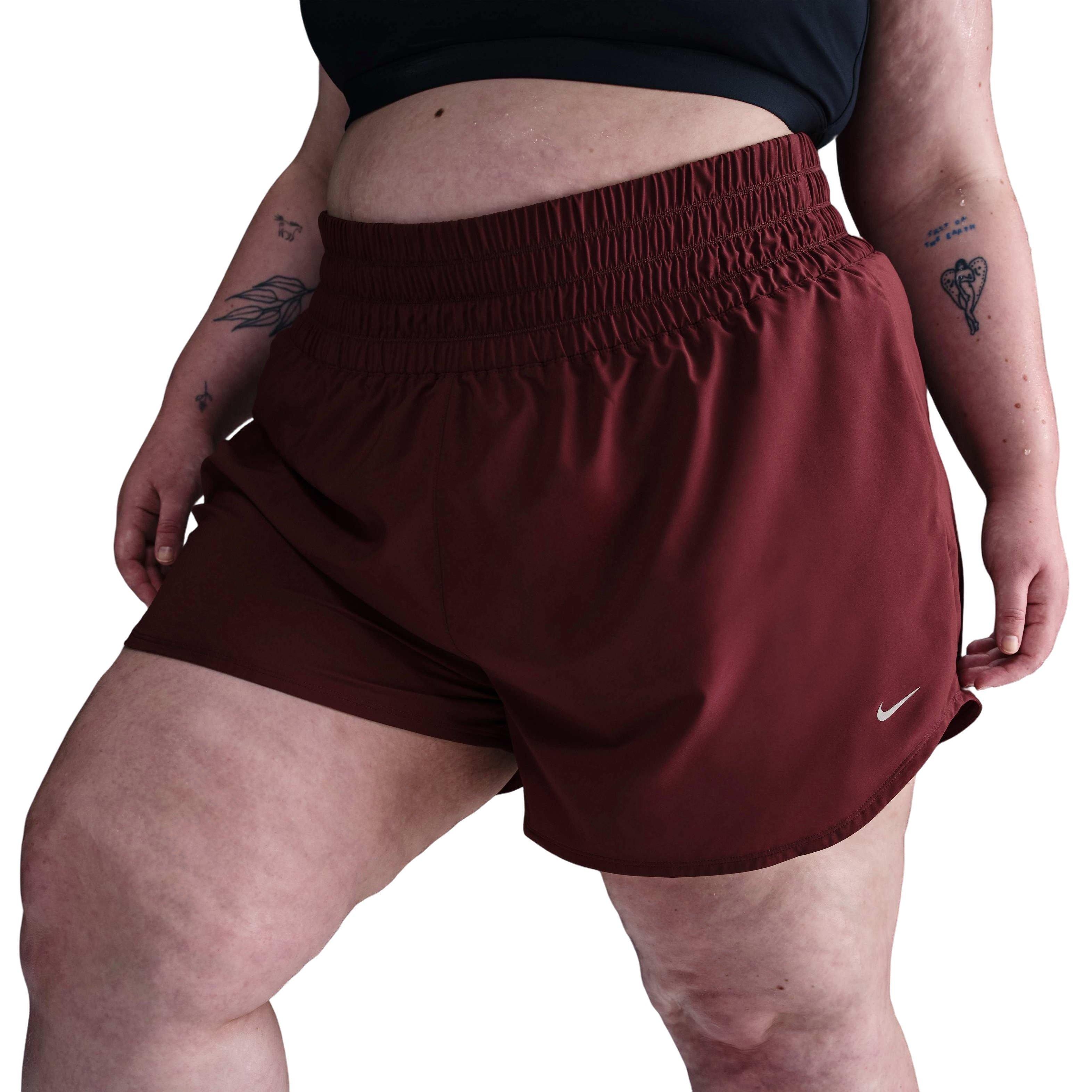 Nike Women's One 3" Dri-FIT ULtra High-Waisted Brief-Lined Shorts - Red - RED Thumbnail View 1