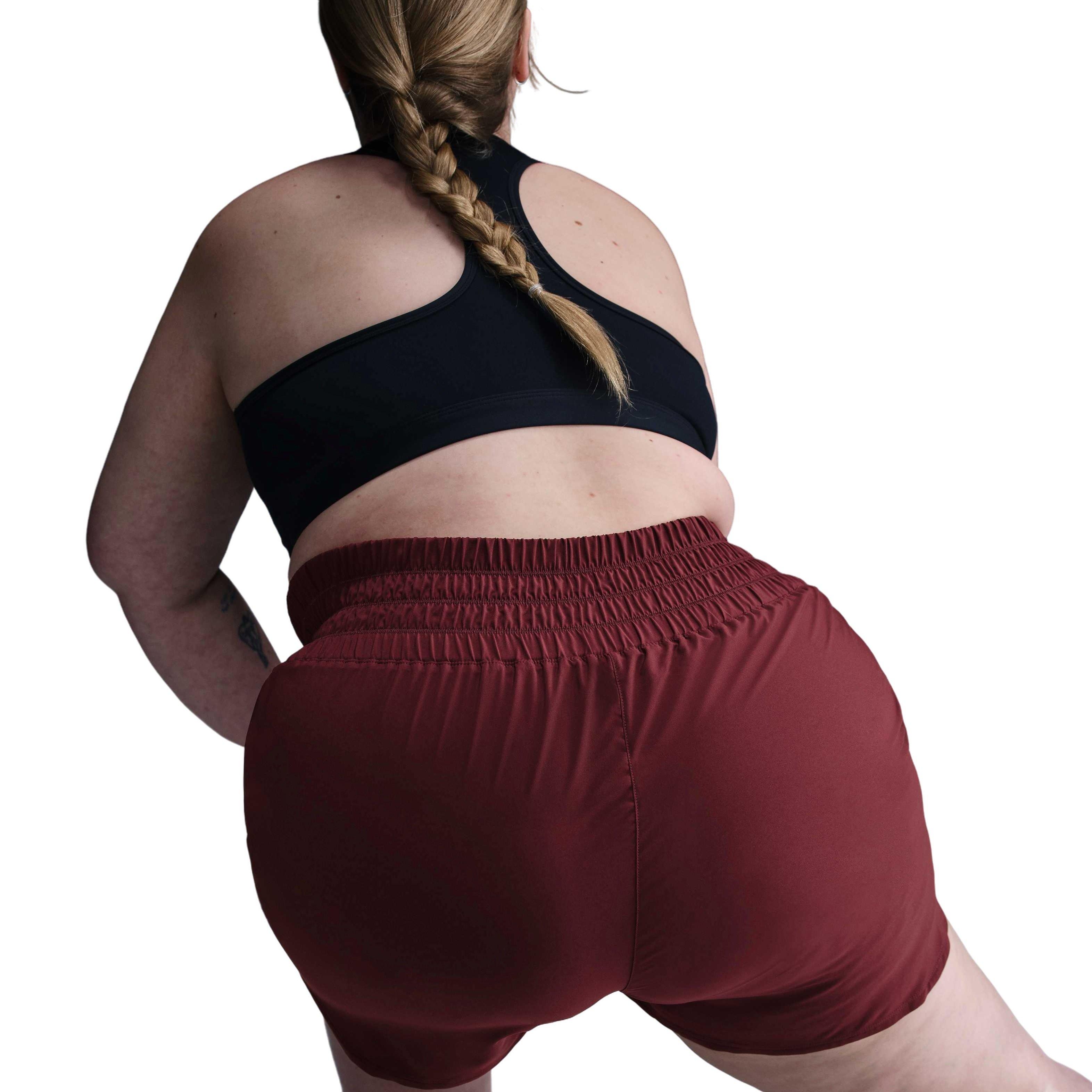 Nike Women's One 3" Dri-FIT ULtra High-Waisted Brief-Lined Shorts - Red - RED Thumbnail View 2