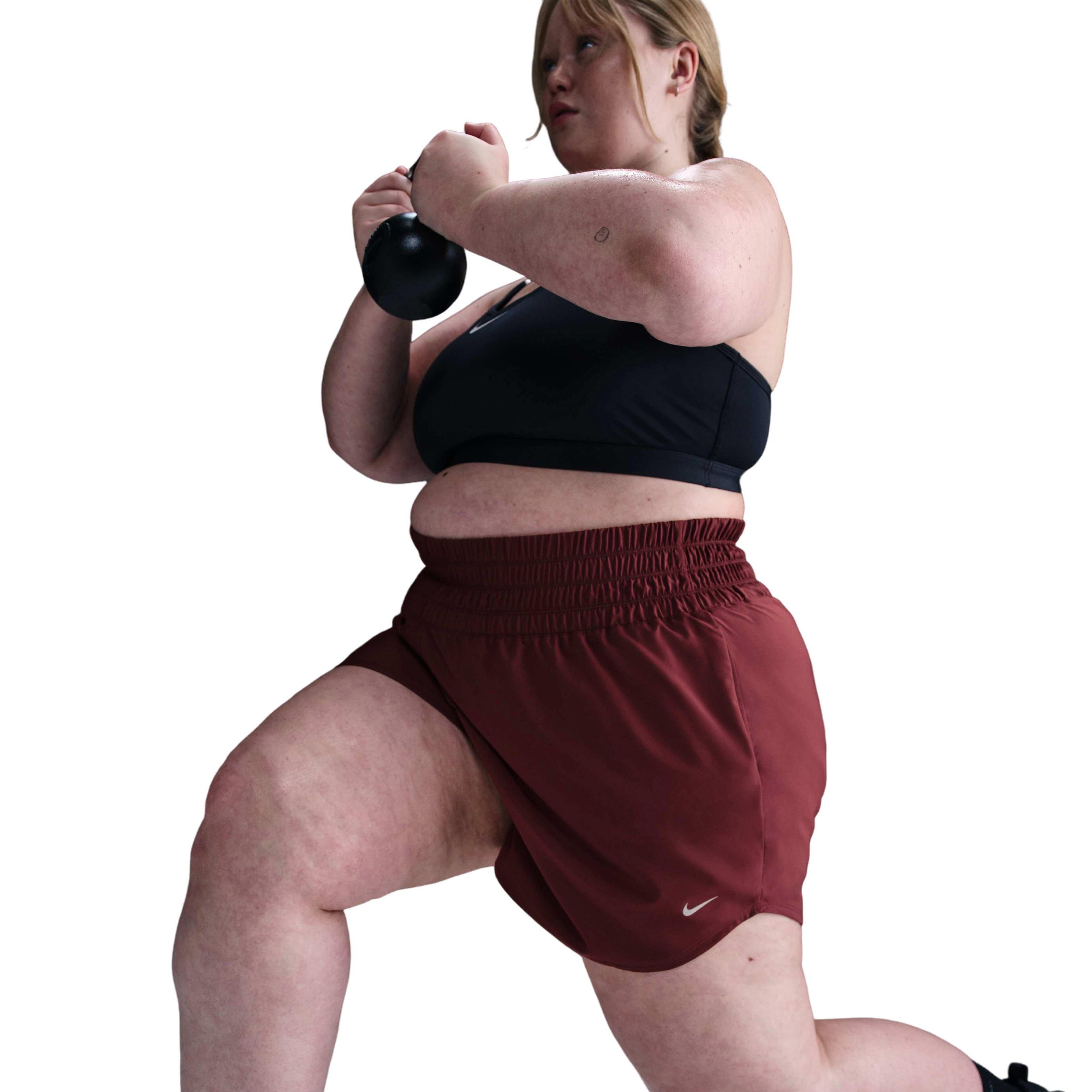 Nike Women's One 3" Dri-FIT ULtra High-Waisted Brief-Lined Shorts - Red - RED Thumbnail View 5