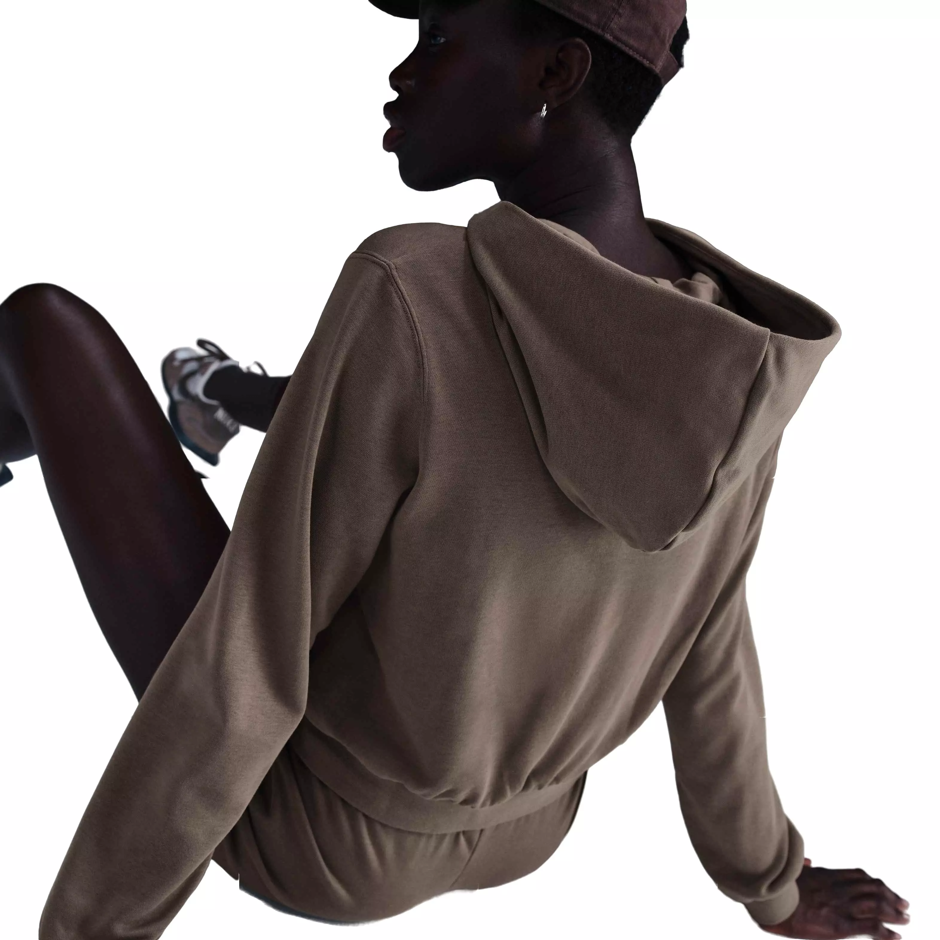 Nike Women's Sportswear Chill Terry Loose Full-Zip French Terry Hooded Jacket - Brown - BROWN