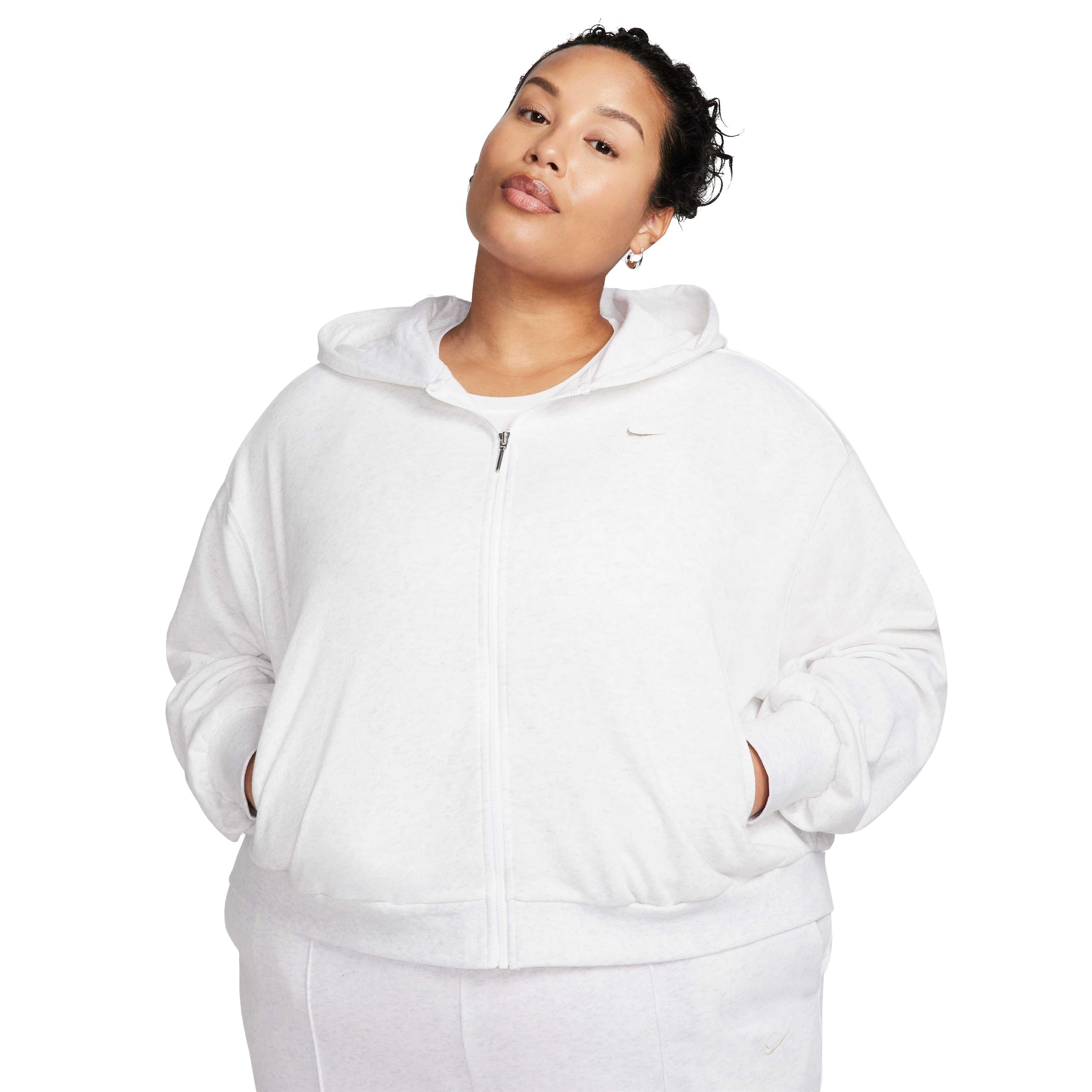 Nike Women's Sportswear Chill Terry Loose Full-Zip French Terry Hooded Jacket - White - WHITE