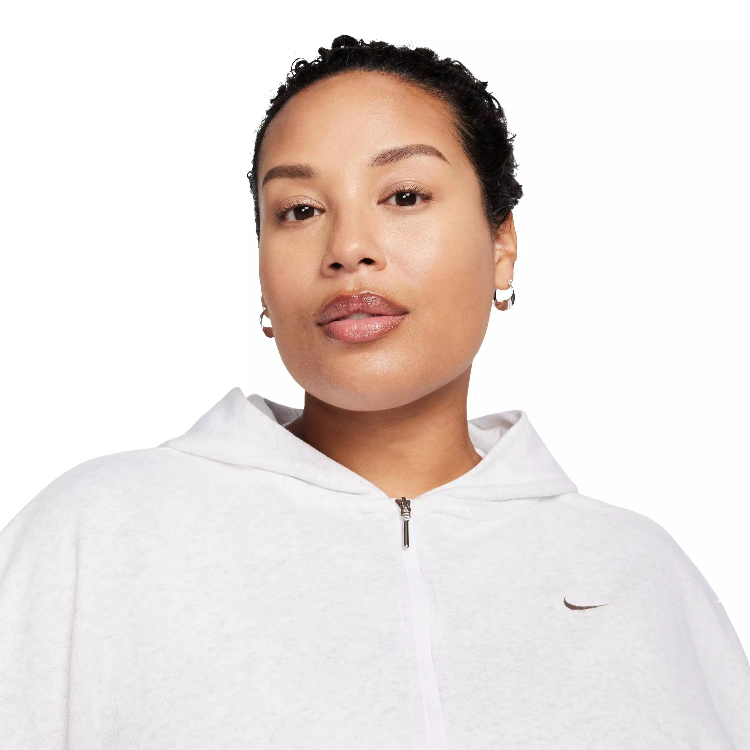 Nike Women's Sportswear Chill Terry Loose Full-Zip French Terry Hooded Jacket - White - WHITE