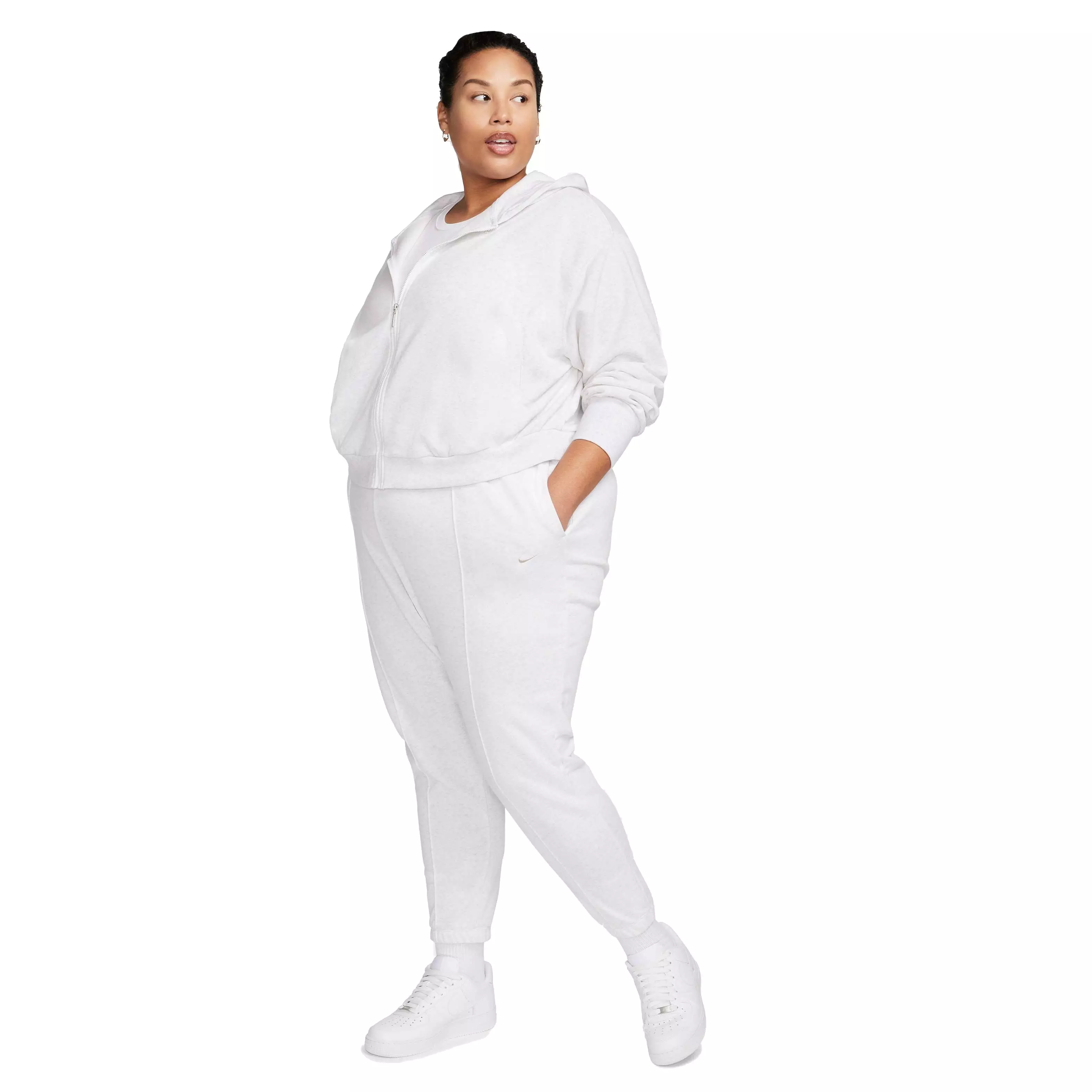 Nike Women's Sportswear Chill Terry Loose Full-Zip French Terry Hooded Jacket - White - WHITE