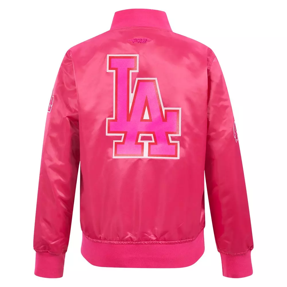 Pro Standard Big Girls' MLB Los Angeles Dodgers Triple Pink Satin Jacket - PINK