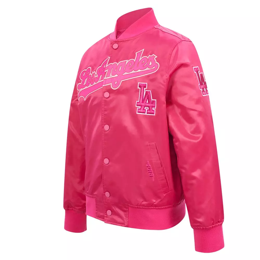 Pro Standard Big Girls' MLB Los Angeles Dodgers Triple Pink Satin Jacket - PINK