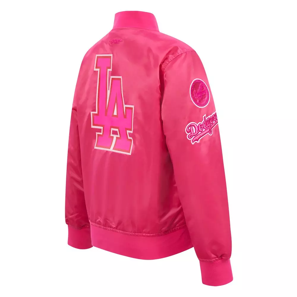 Pro Standard Big Girls' MLB Los Angeles Dodgers Triple Pink Satin Jacket - PINK