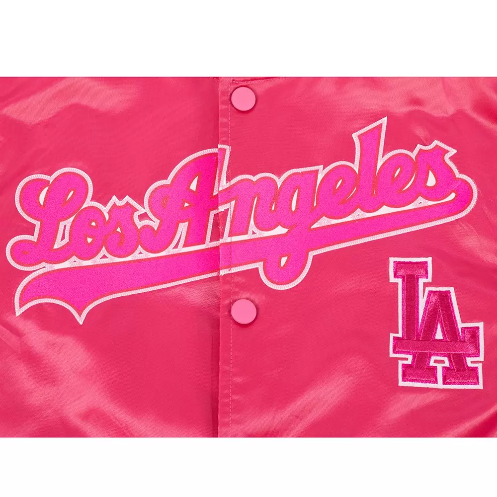 Pro Standard Big Girls' MLB Los Angeles Dodgers Triple Pink Satin Jacket - PINK