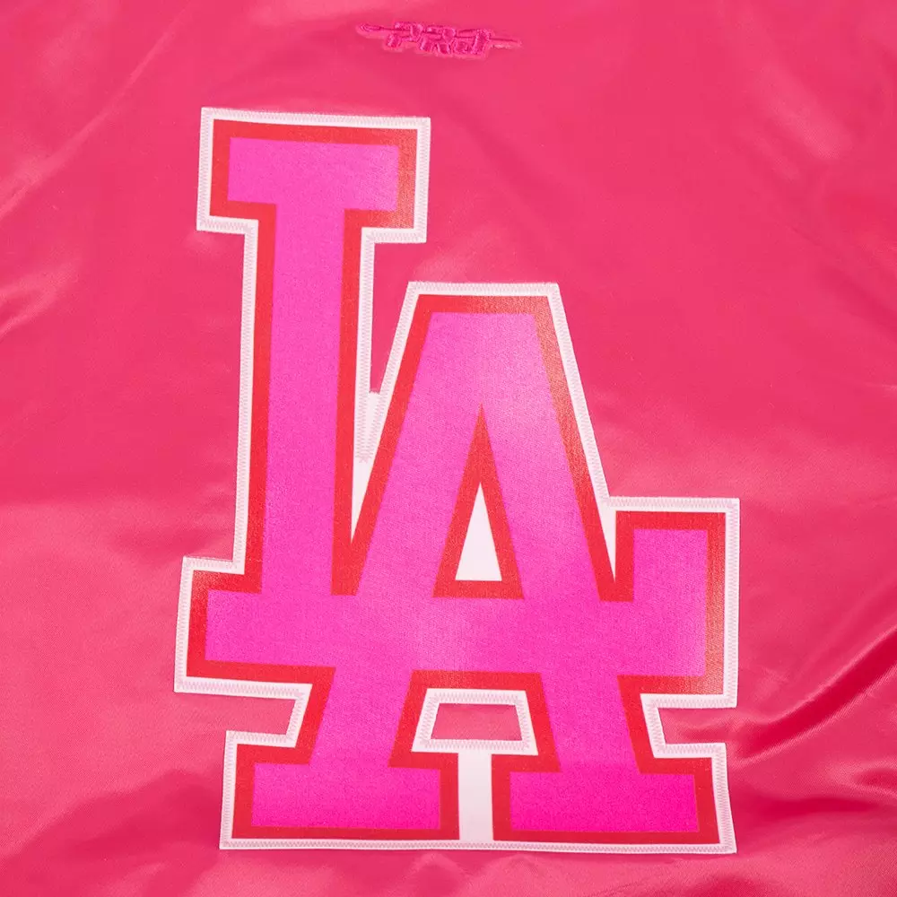 Pro Standard Big Girls' MLB Los Angeles Dodgers Triple Pink Satin Jacket - PINK