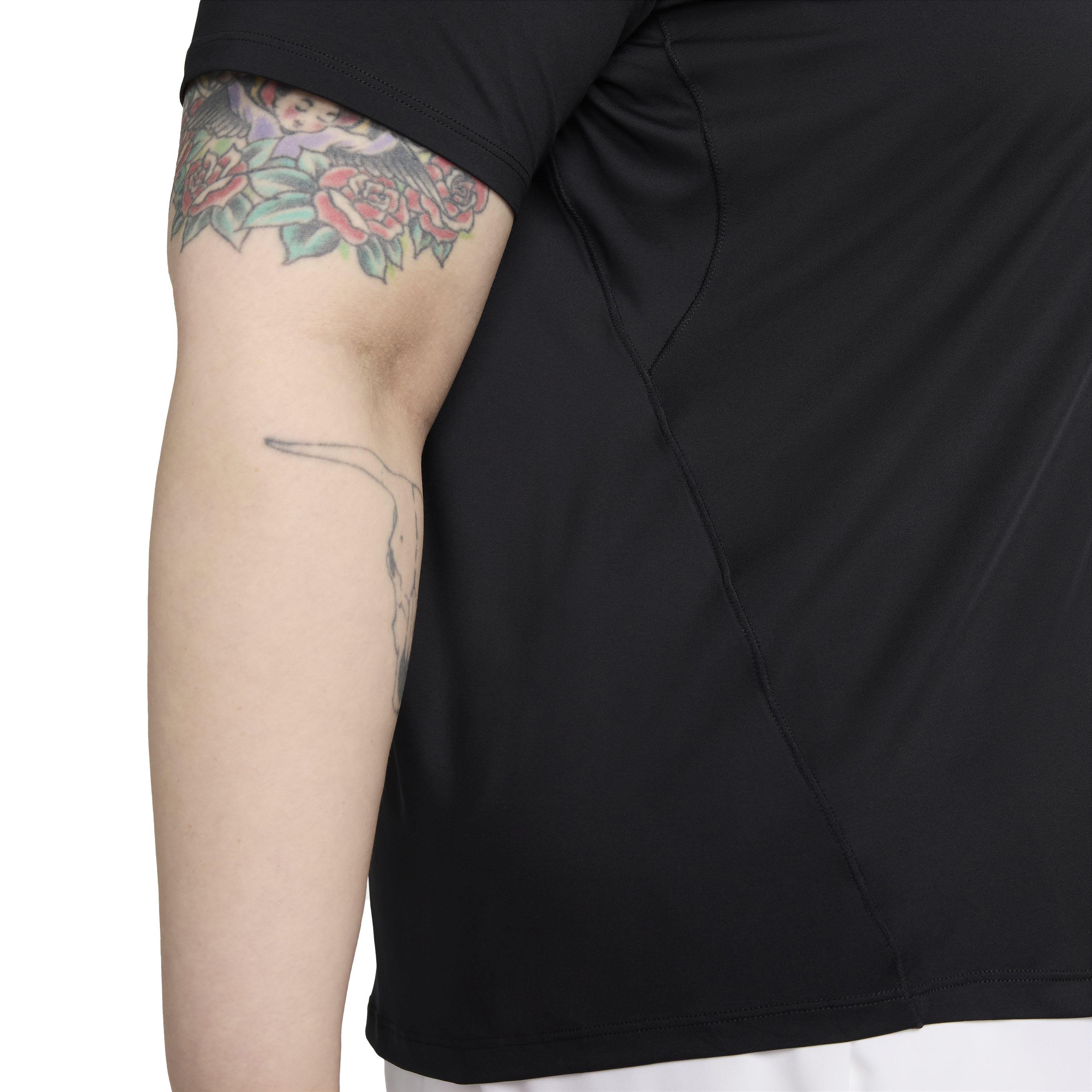 Nike Women's One Classic Short-Sleeve Dri-FIT Top - Black - BLACK Thumbnail View 4