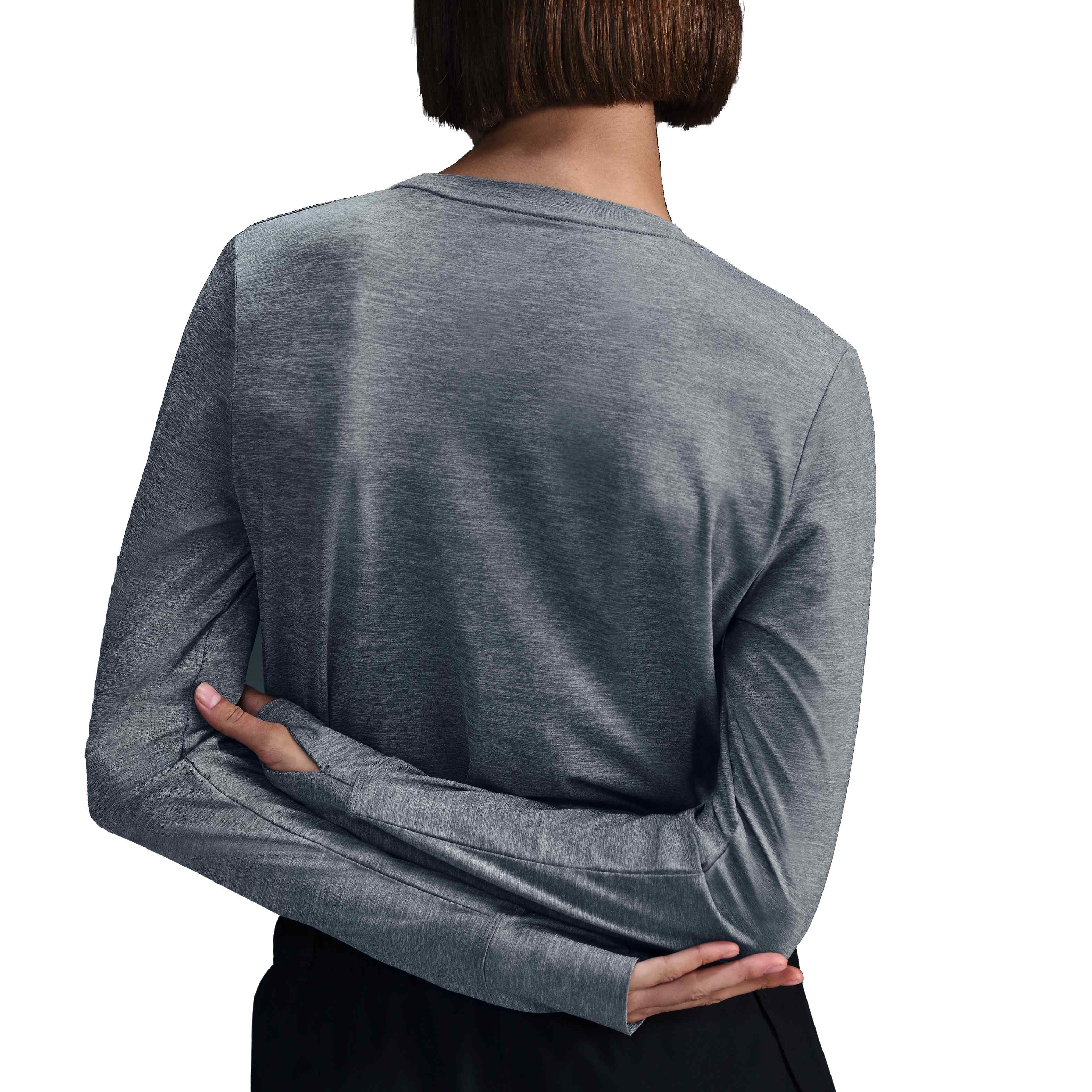 Nike One Women's Classic Dri-FIT Long-Sleeve Top -Grey - GREY Thumbnail View 2