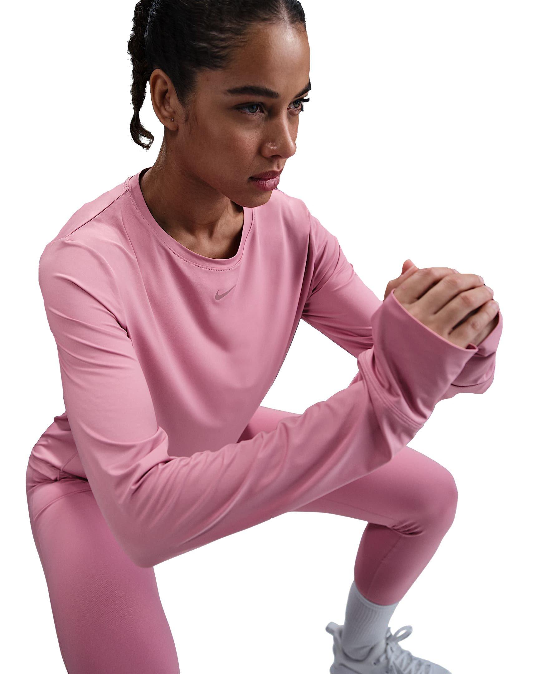 Nike Women's One Classic Dri-FIT Long-Sleeve Top - Pink - PINK Thumbnail View 3