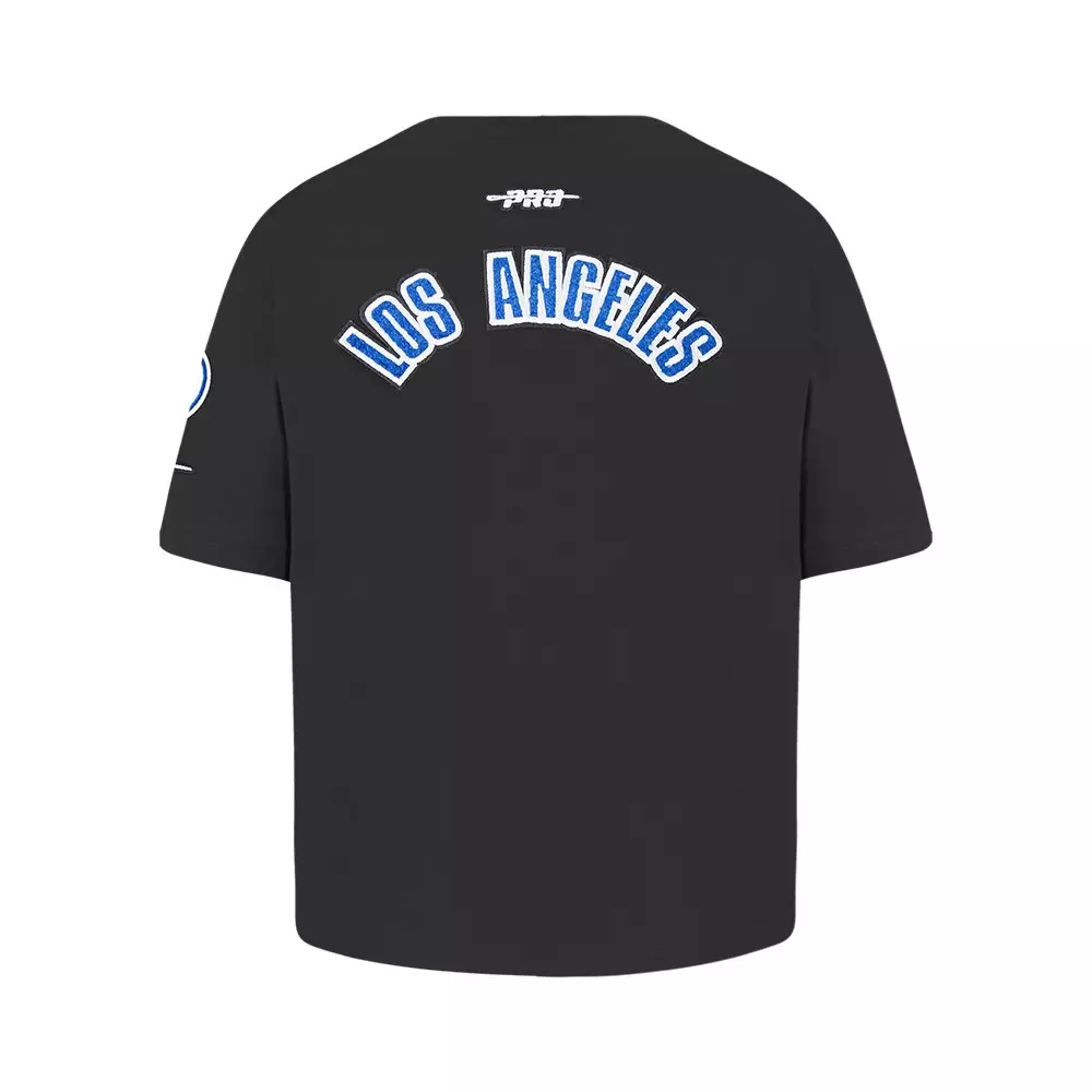 Pro Standard Big Girls' MLB Los Angeles Dodgers Classic Short Sleeve Boxy Top -Black - BLACK