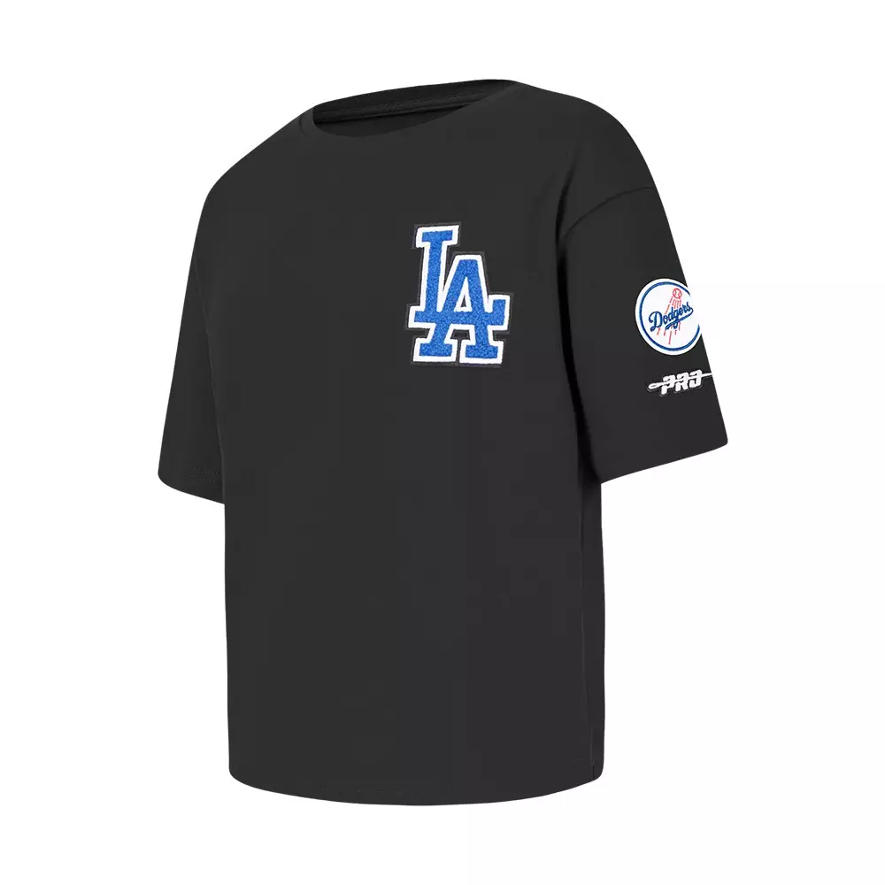 Pro Standard Big Girls' MLB Los Angeles Dodgers Classic Short Sleeve Boxy Top -Black - BLACK
