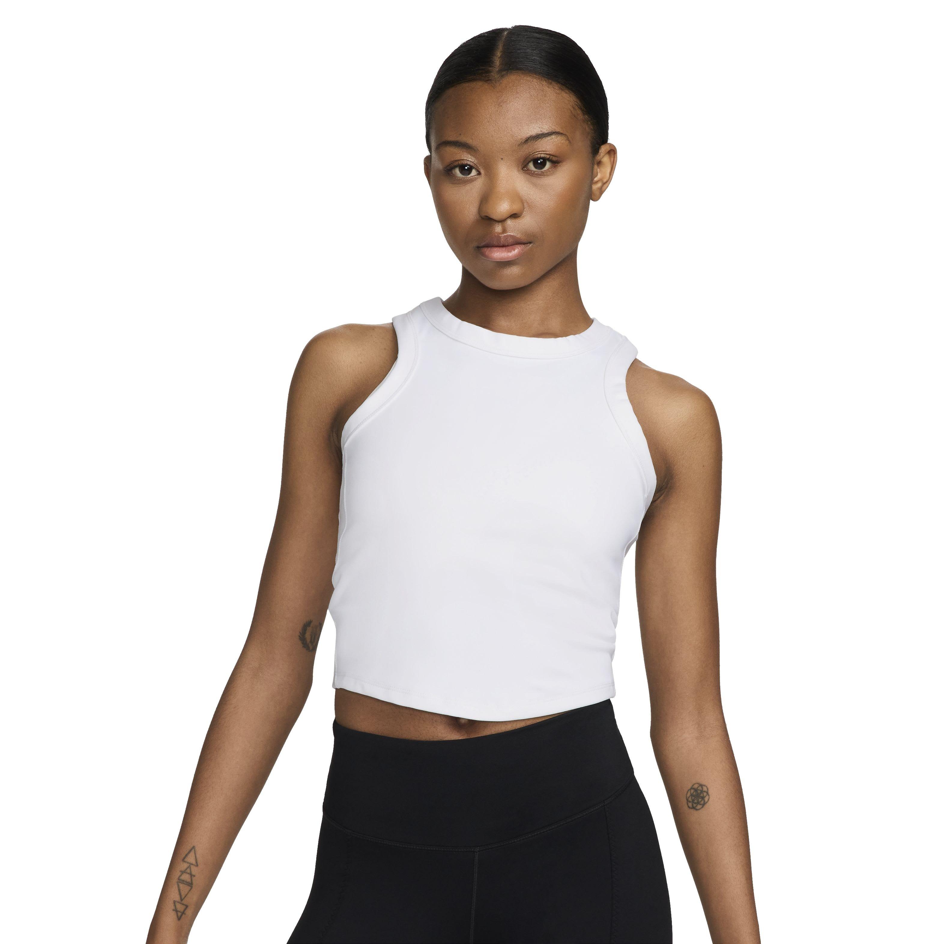 Nike Women's One Fitted Dri-FIT Cropped Tank Top - White - WHITE