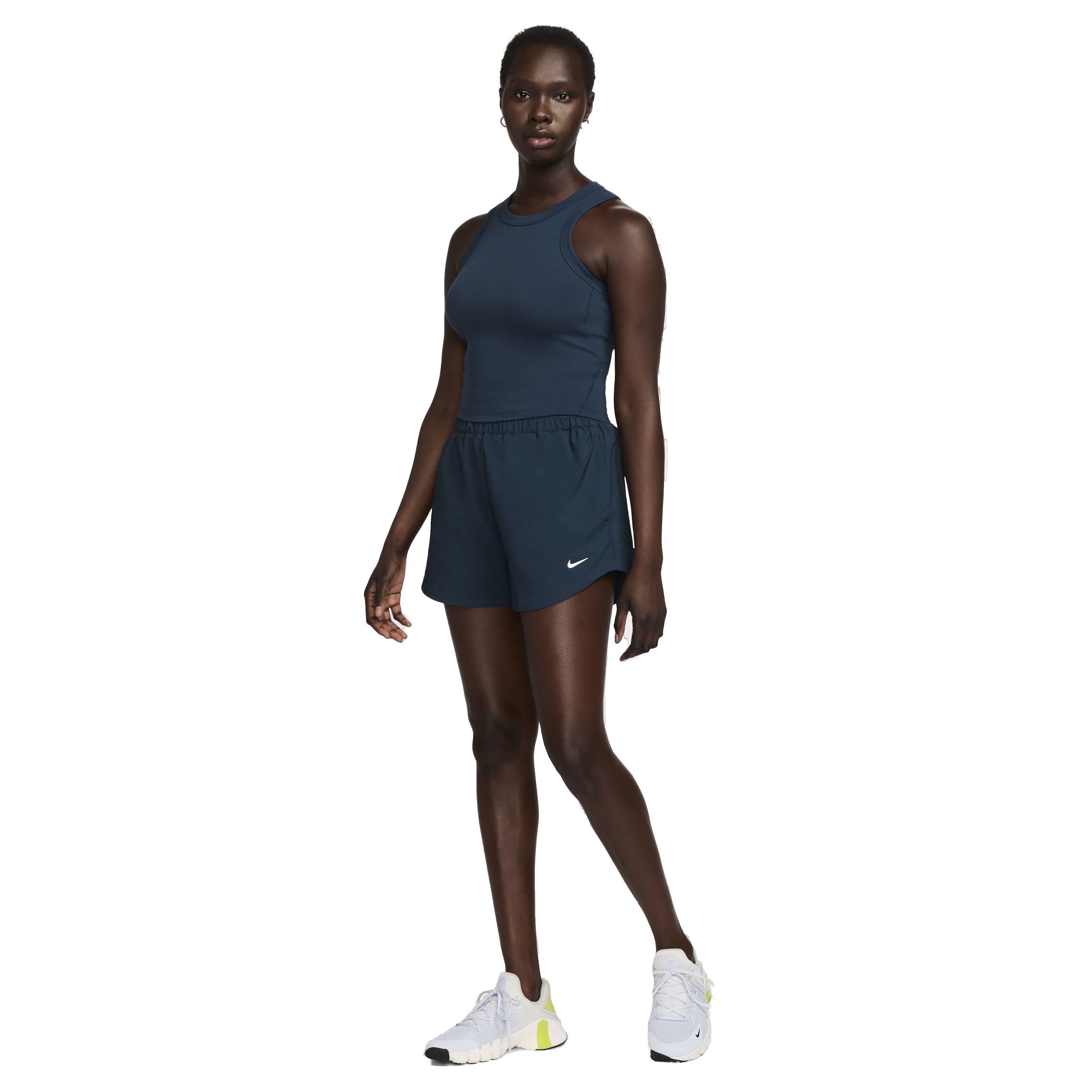 Nike Women's One Fitted Dri-FIT Cropped Tank Top - Blue - BLUE Thumbnail View 5