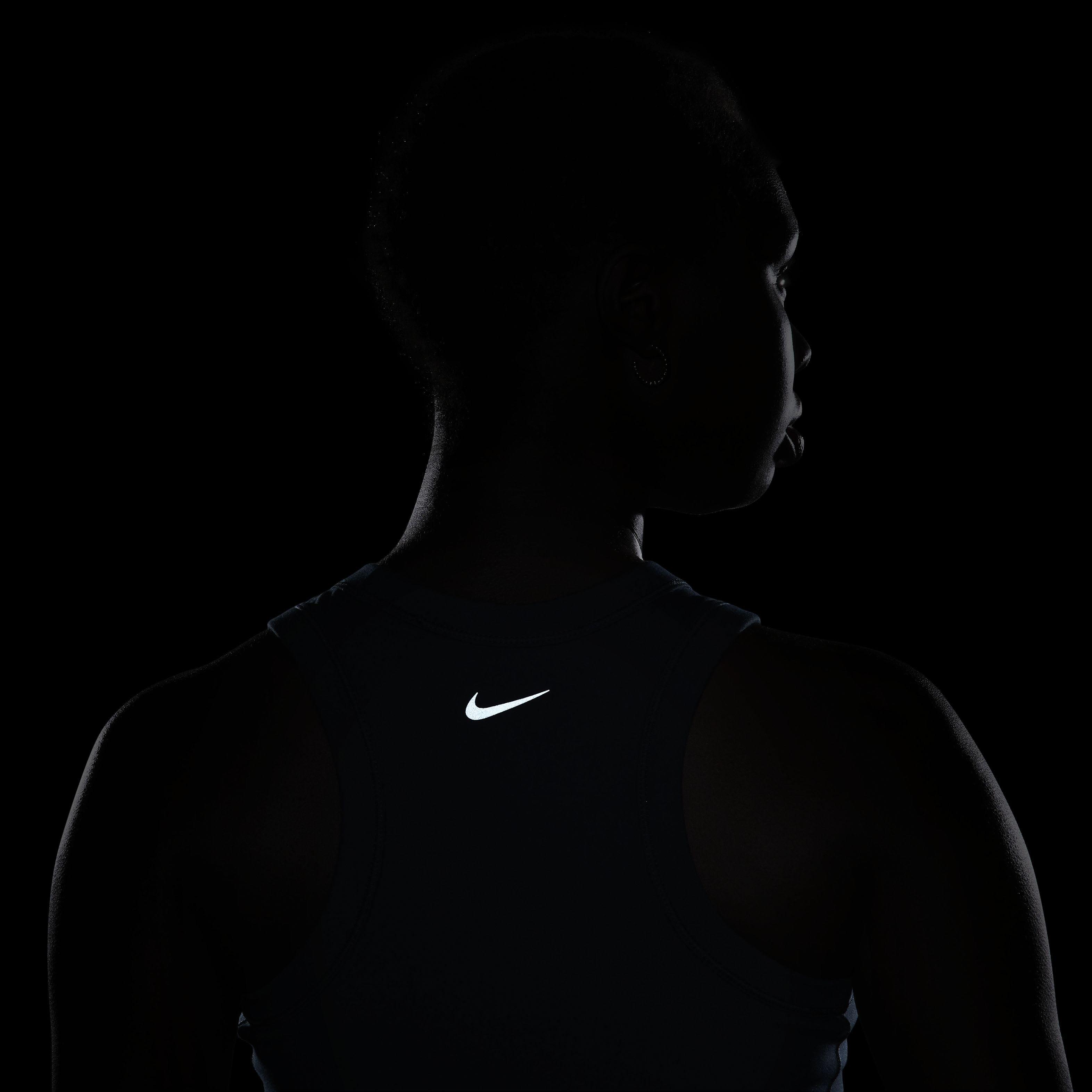 Nike Women's One Fitted Dri-FIT Cropped Tank Top - Blue - BLUE Thumbnail View 6