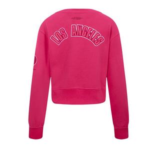 Pro Standard Big Girls' MLB Los Angeles Dodgers Triple Pink Fleece Crewneck