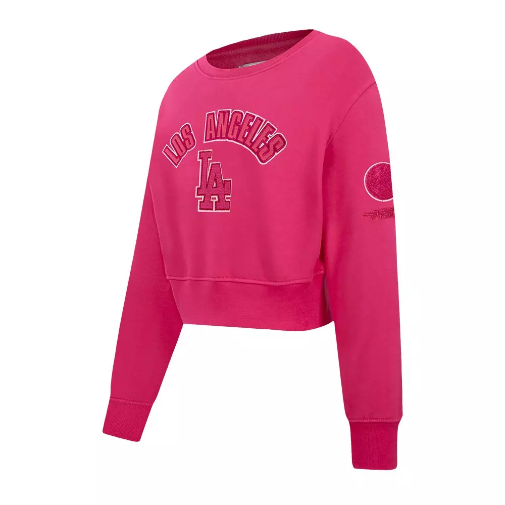 Pro Standard Big Girls' MLB Los Angeles Dodgers Triple Pink Fleece Crewneck - PINK