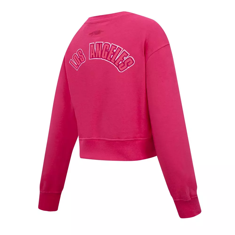 Pro Standard Big Girls' MLB Los Angeles Dodgers Triple Pink Fleece Crewneck - PINK