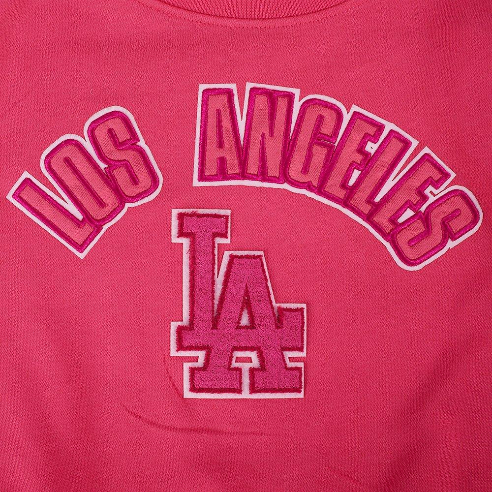 Pro Standard MLB Los Angeles Dodgers Triple Pink Big Girls' Fleece Crewneck
