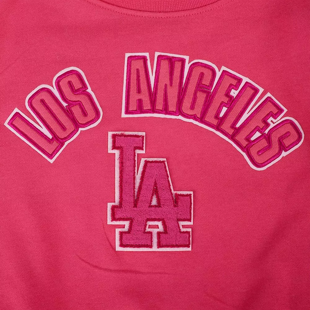 Pro Standard Big Girls' MLB Los Angeles Dodgers Triple Pink Fleece Crewneck - PINK