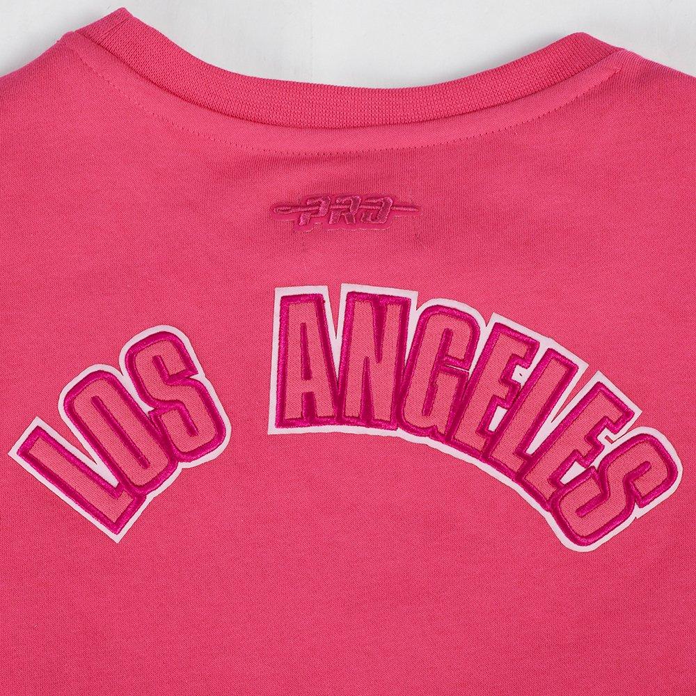 Pro Standard MLB Los Angeles Dodgers Triple Pink Big Girls' Fleece Crewneck