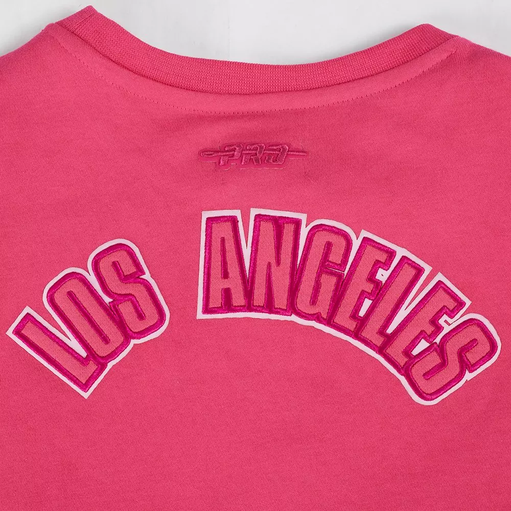 Pro Standard Big Girls' MLB Los Angeles Dodgers Triple Pink Fleece Crewneck - PINK