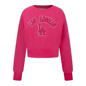 Pro Standard Big Girls' MLB Los Angeles Dodgers Triple Pink Fleece Crewneck