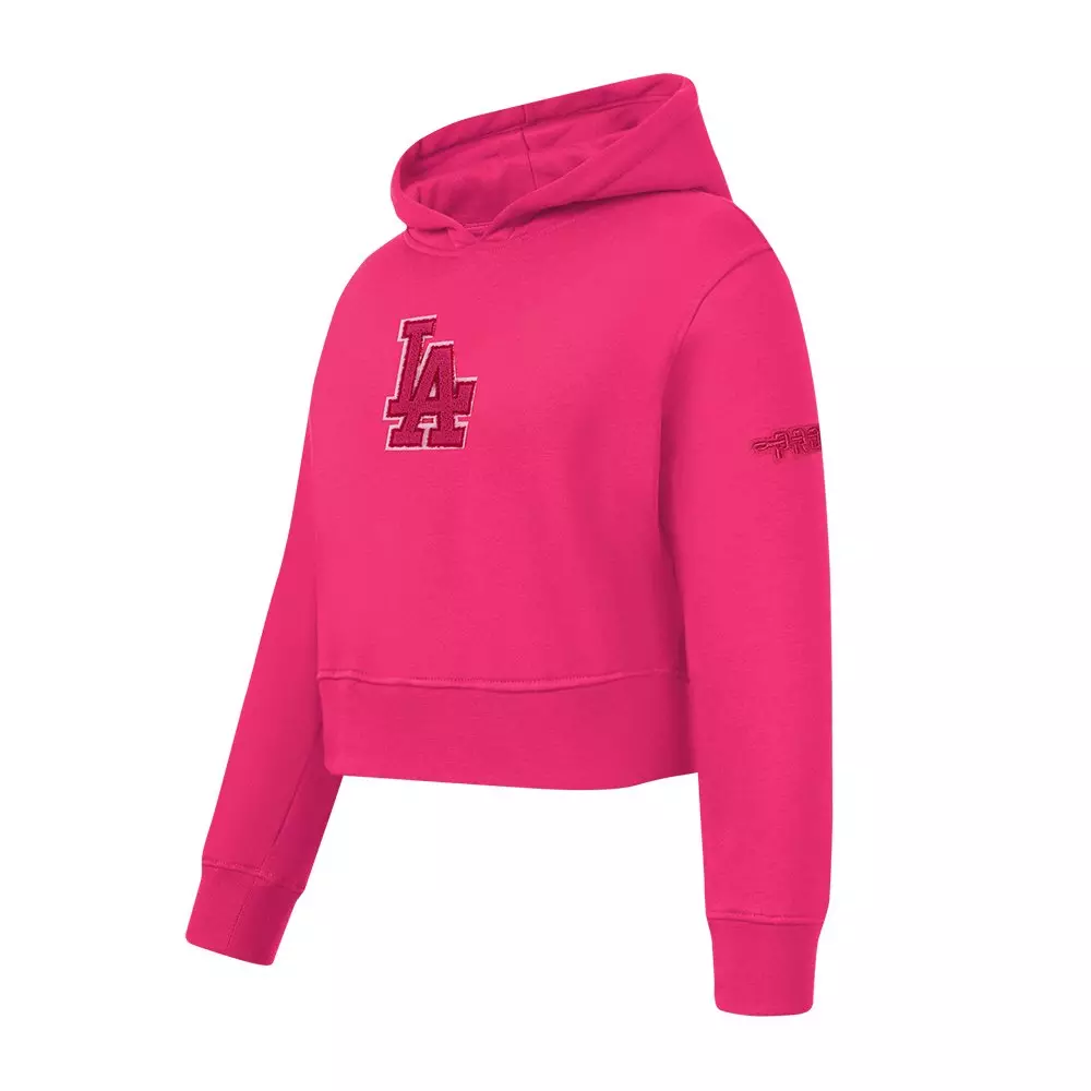 Pro Standard Big Girls' MLB Los Angeles Dodgers Triple Pink Fleece Po Hoodie - PINK