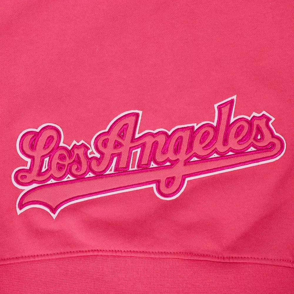 Pro Standard Big Girls' MLB Los Angeles Dodgers Triple Pink Fleece Po Hoodie - PINK
