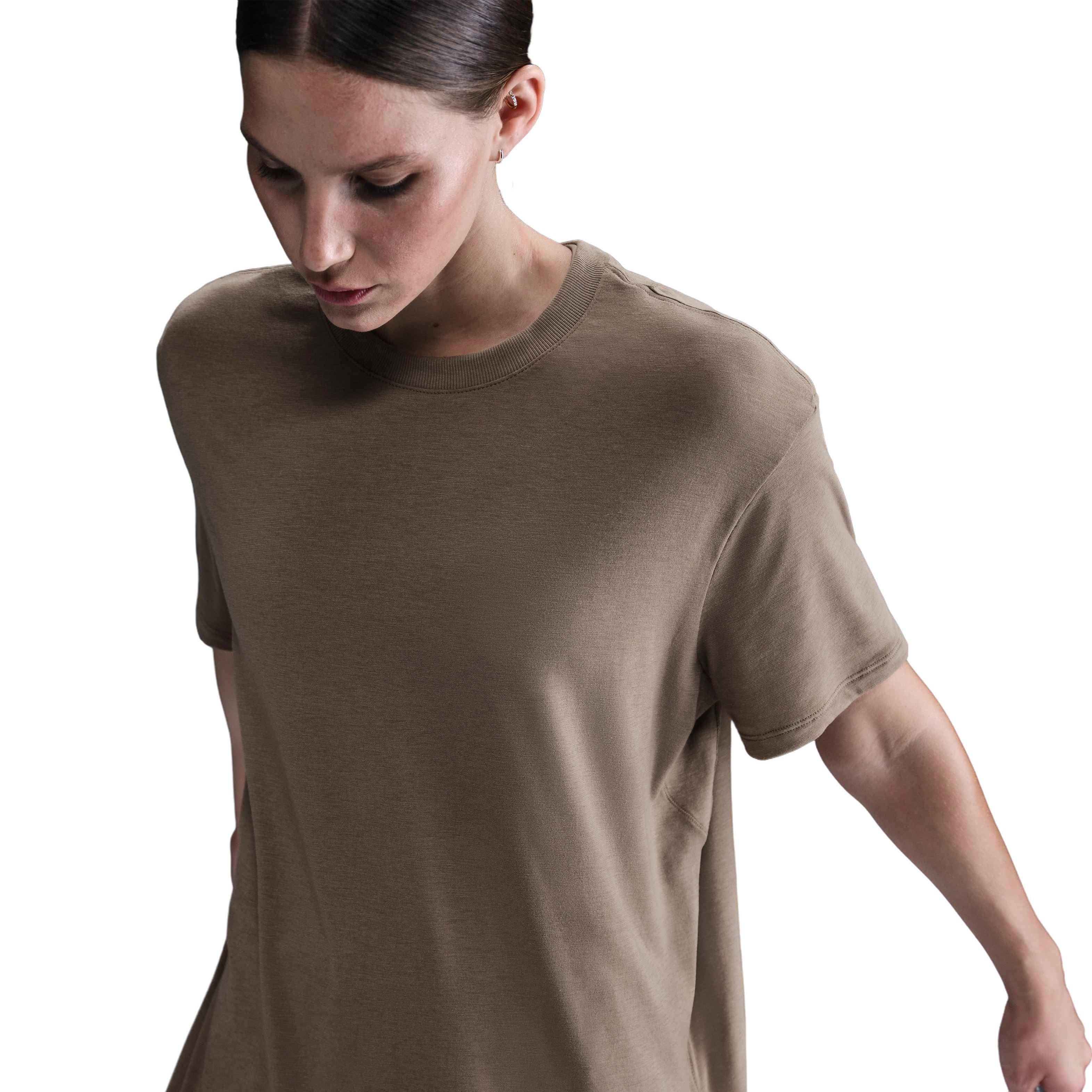 Nike Women's One Relaxed Dri-FIT Short-Sleeve Top - Brown - BROWN Thumbnail View 1