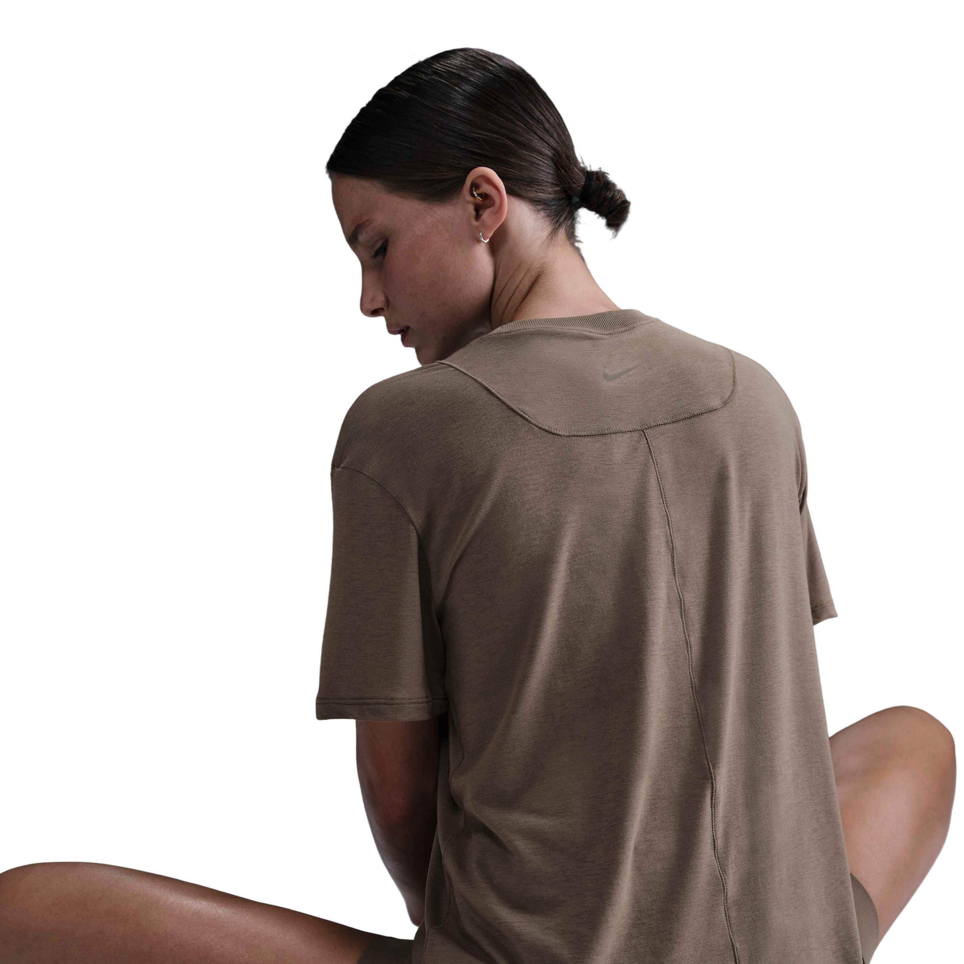 Nike Women's One Relaxed Dri-FIT Short-Sleeve Top - Brown - BROWN Thumbnail View 2