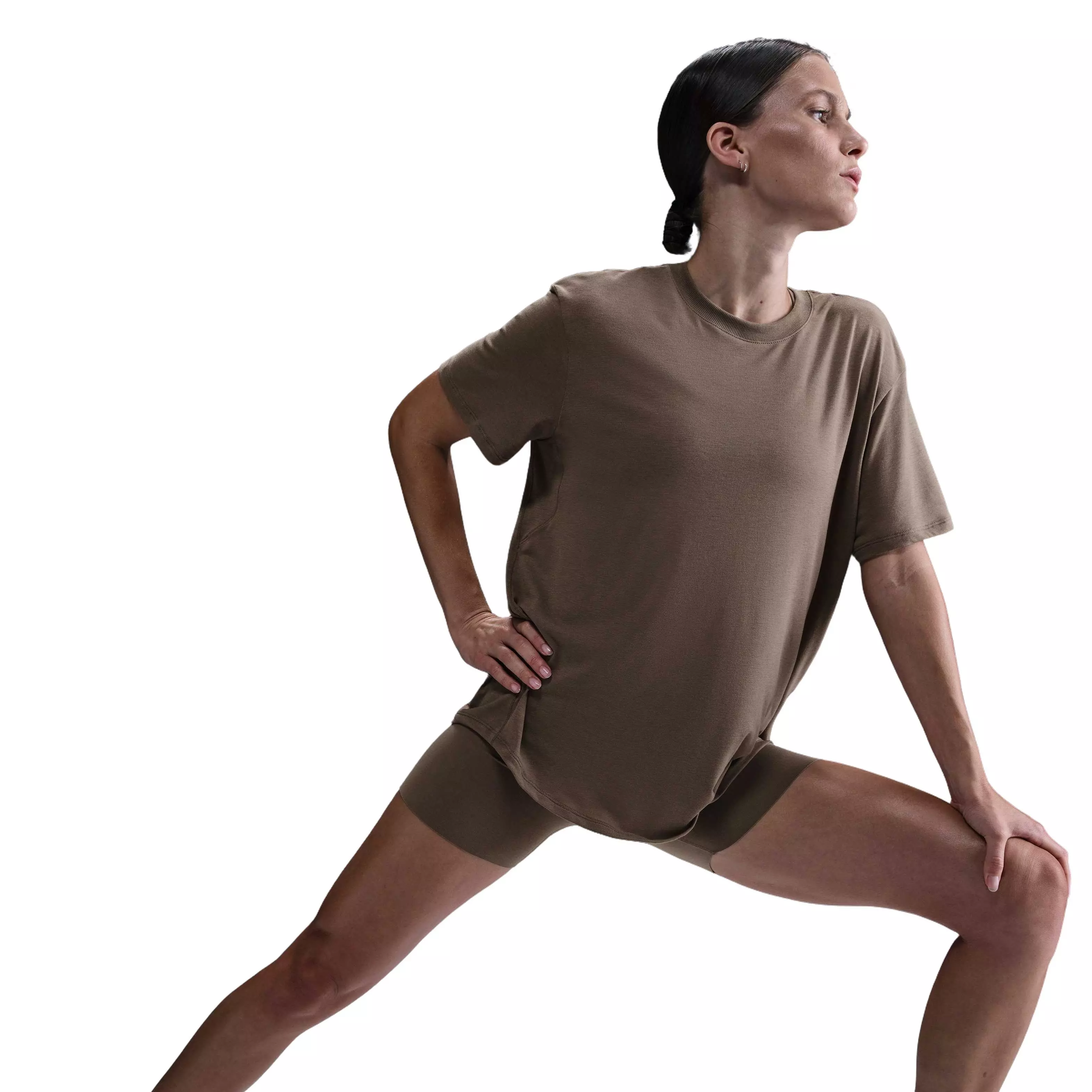 Nike Women's One Relaxed Dri-FIT Short-Sleeve Top - Brown - BROWN