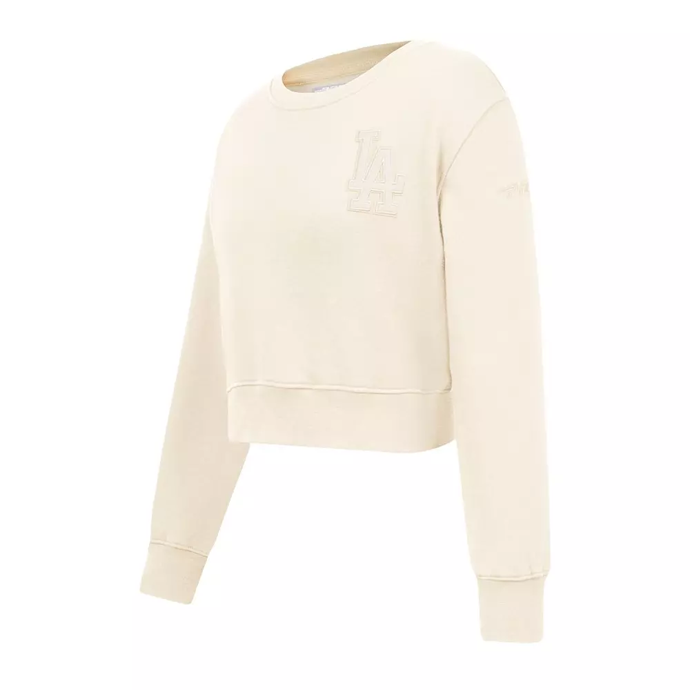 Pro Standard Big Girls' MLB Los Angeles Dodgers Fleece Crewneck -Cream - CREAM
