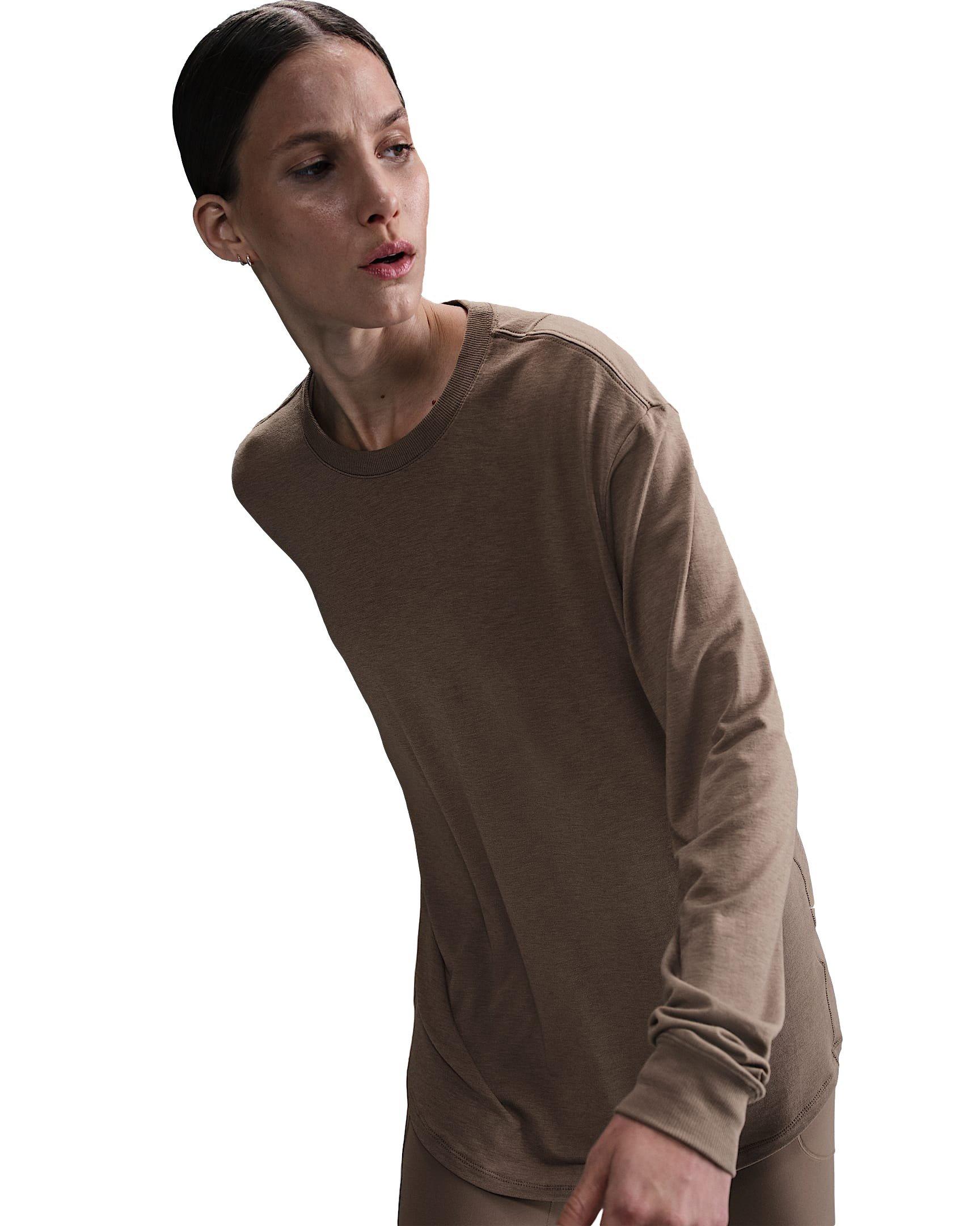 Nike Women's One Relaxed Dri-FIT Long-Sleeve Top - Brown - BROWN