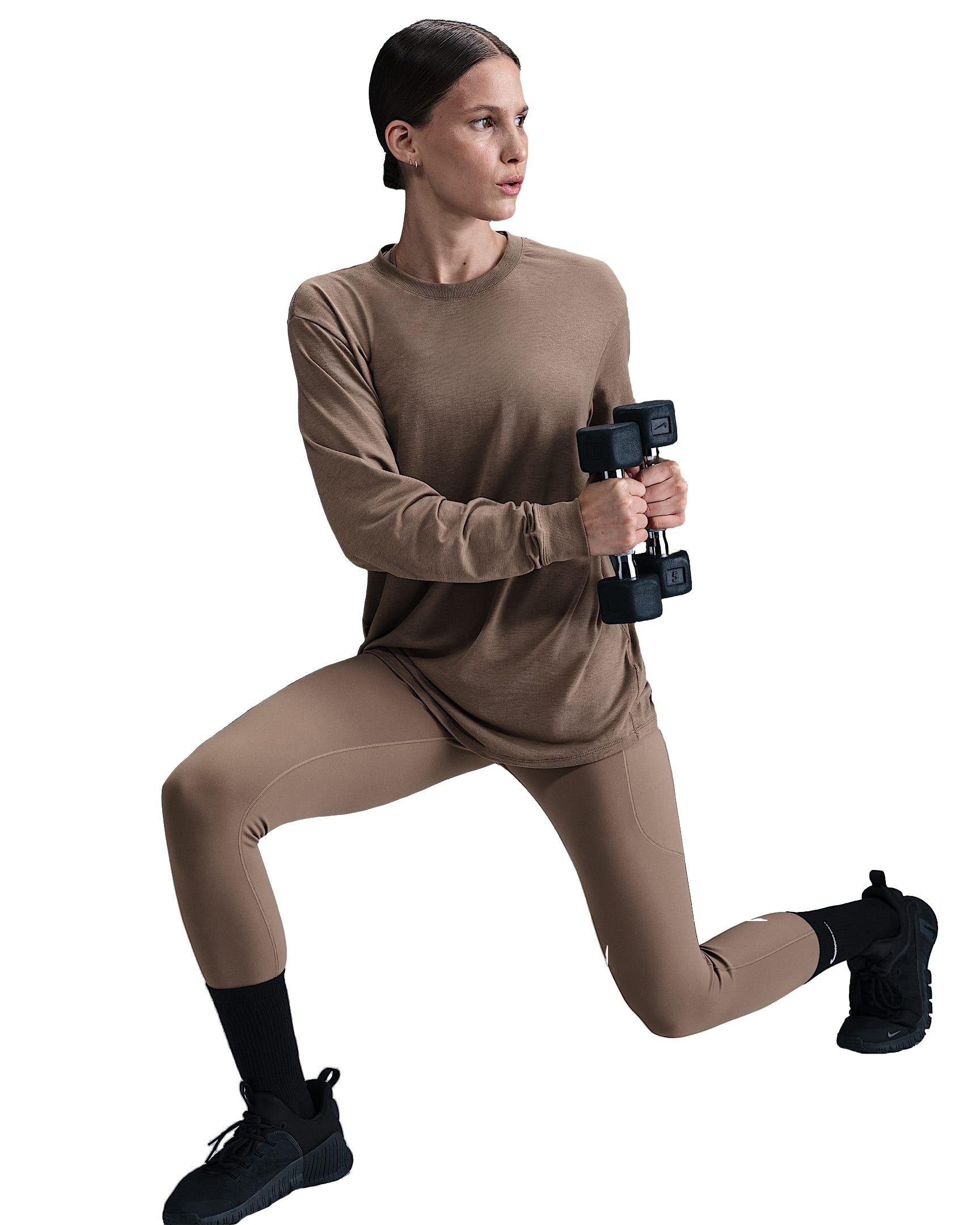 Nike One Relaxed Dri-FIT Women's Brown Long-Sleeve Top