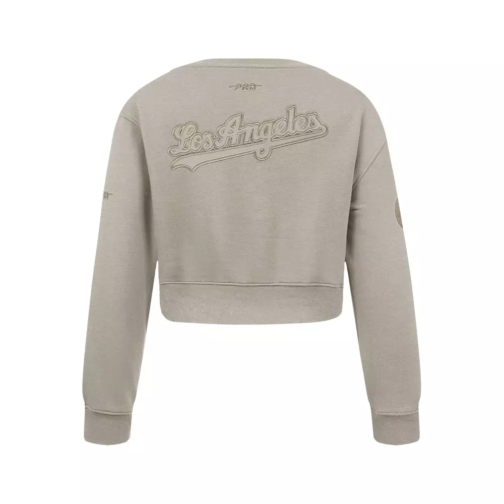 Pro Standard Big Girls' MLB Los Angeles Dodgers Fleece Crewneck -Khaki - KHAKI