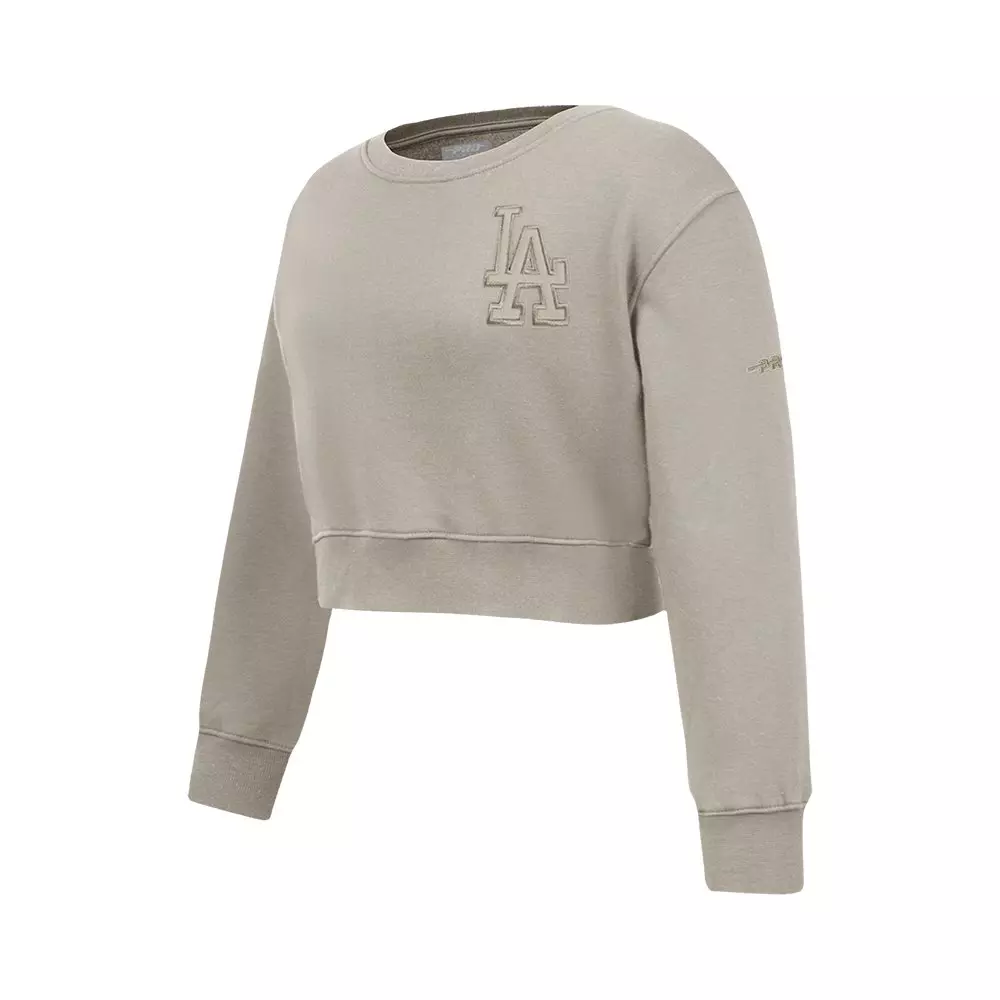 Pro Standard Big Girls' MLB Los Angeles Dodgers Fleece Crewneck - Khaki - KHAKI