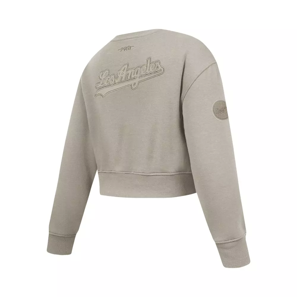 Pro Standard Big Girls' MLB Los Angeles Dodgers Fleece Crewneck -Khaki - KHAKI