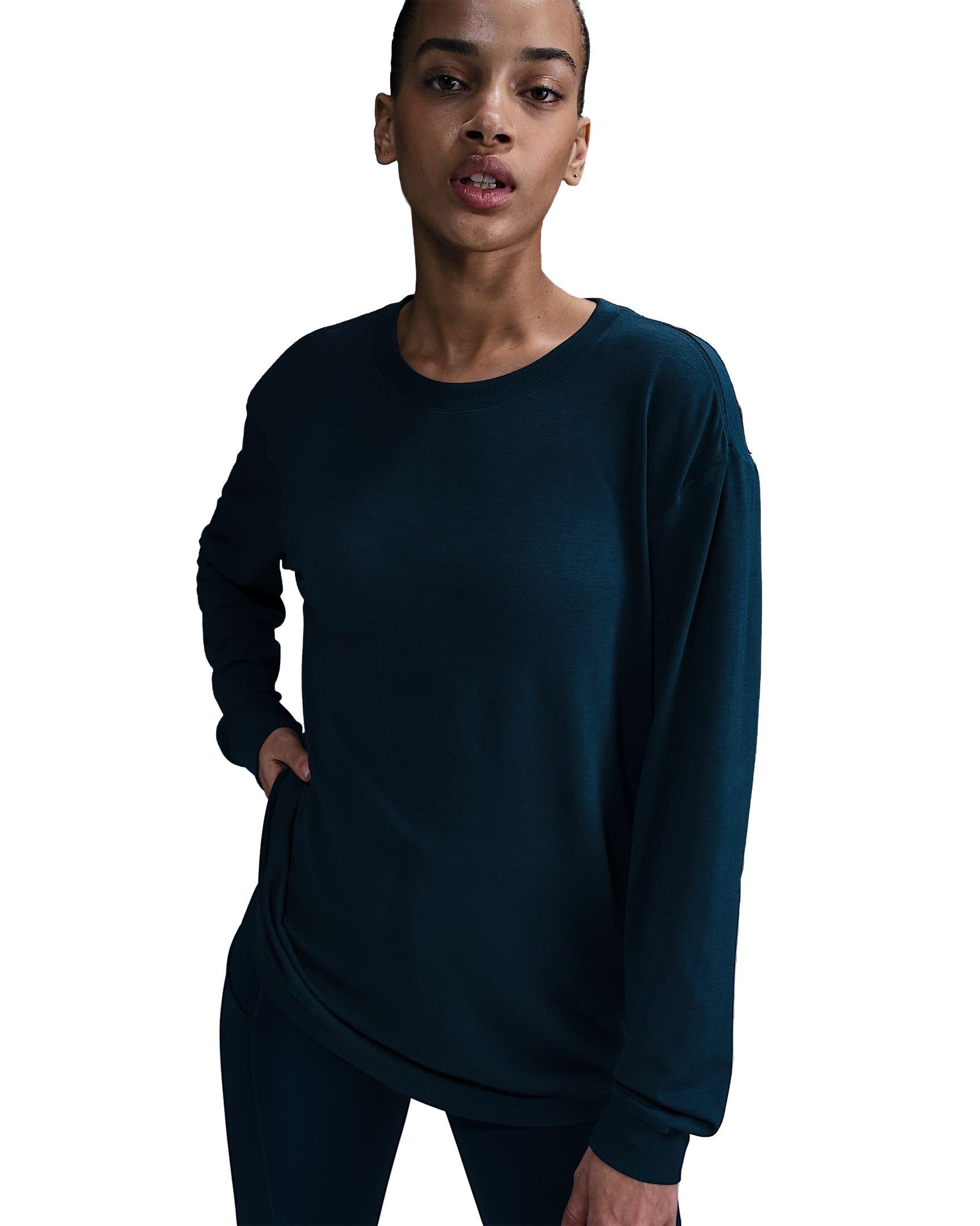 Nike Women's One Relaxed Dri-FIT Long-Sleeve Top - Blue - BLUE Thumbnail View 1