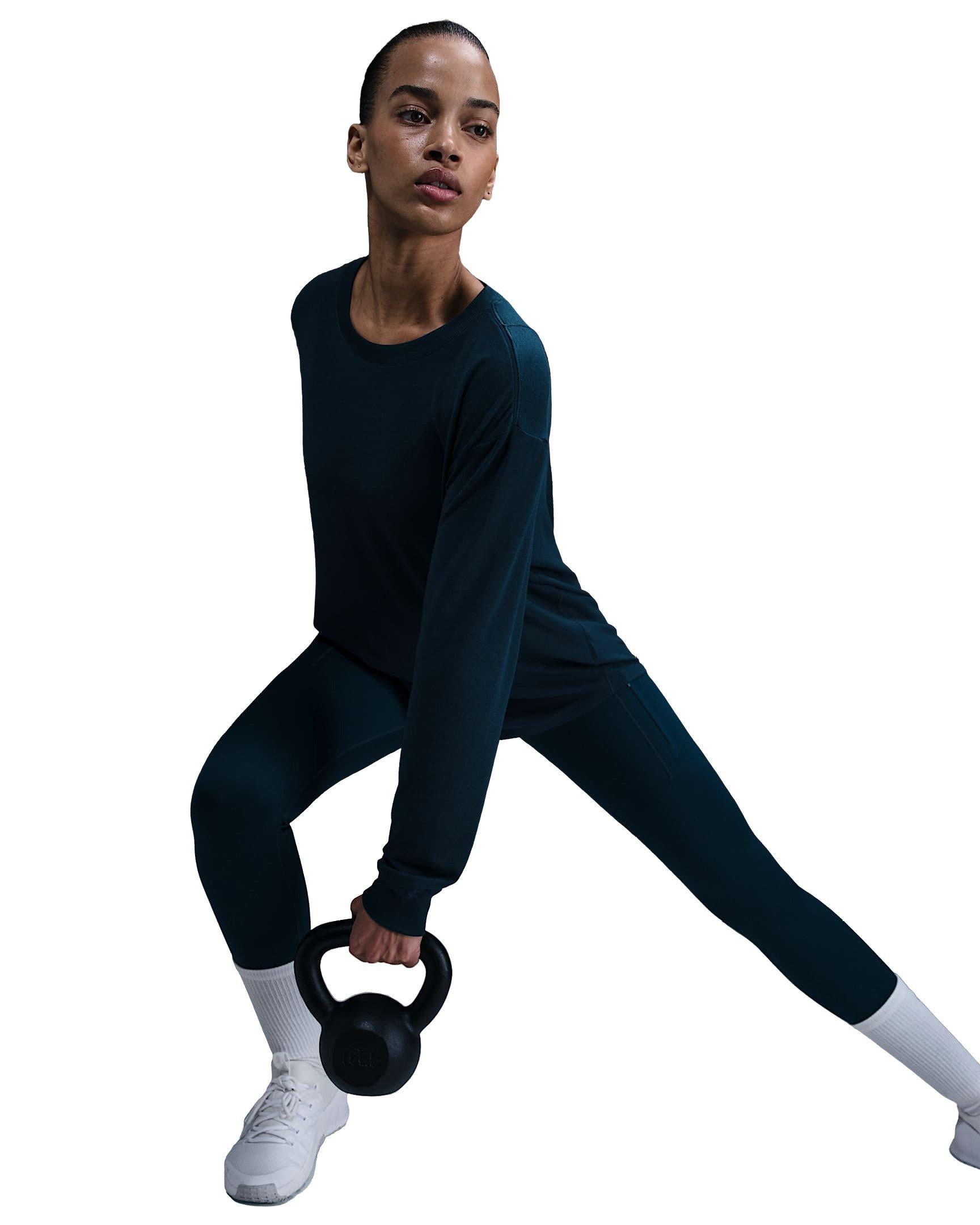 Nike Women's One Relaxed Dri-FIT Long-Sleeve Top - Blue - BLUE Thumbnail View 3