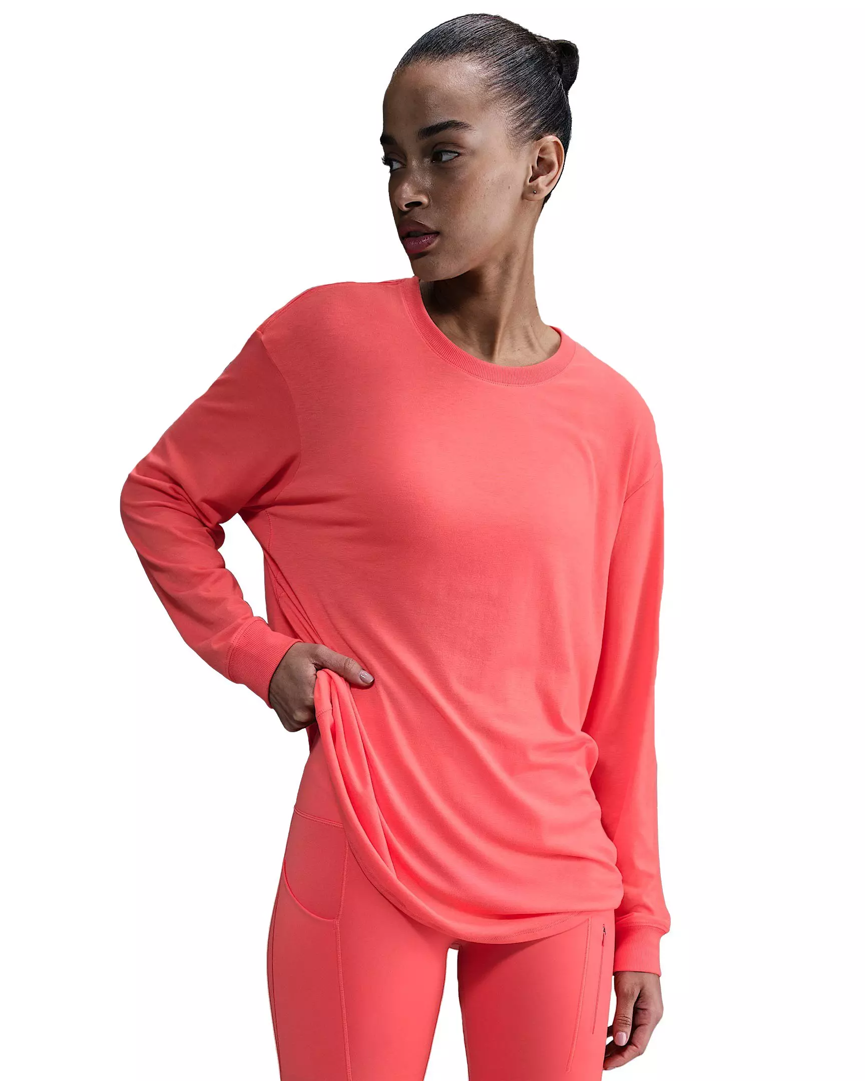 Nike Women's One Relaxed Dri-FIT Long-Sleeve Top - Orange - ORANGE