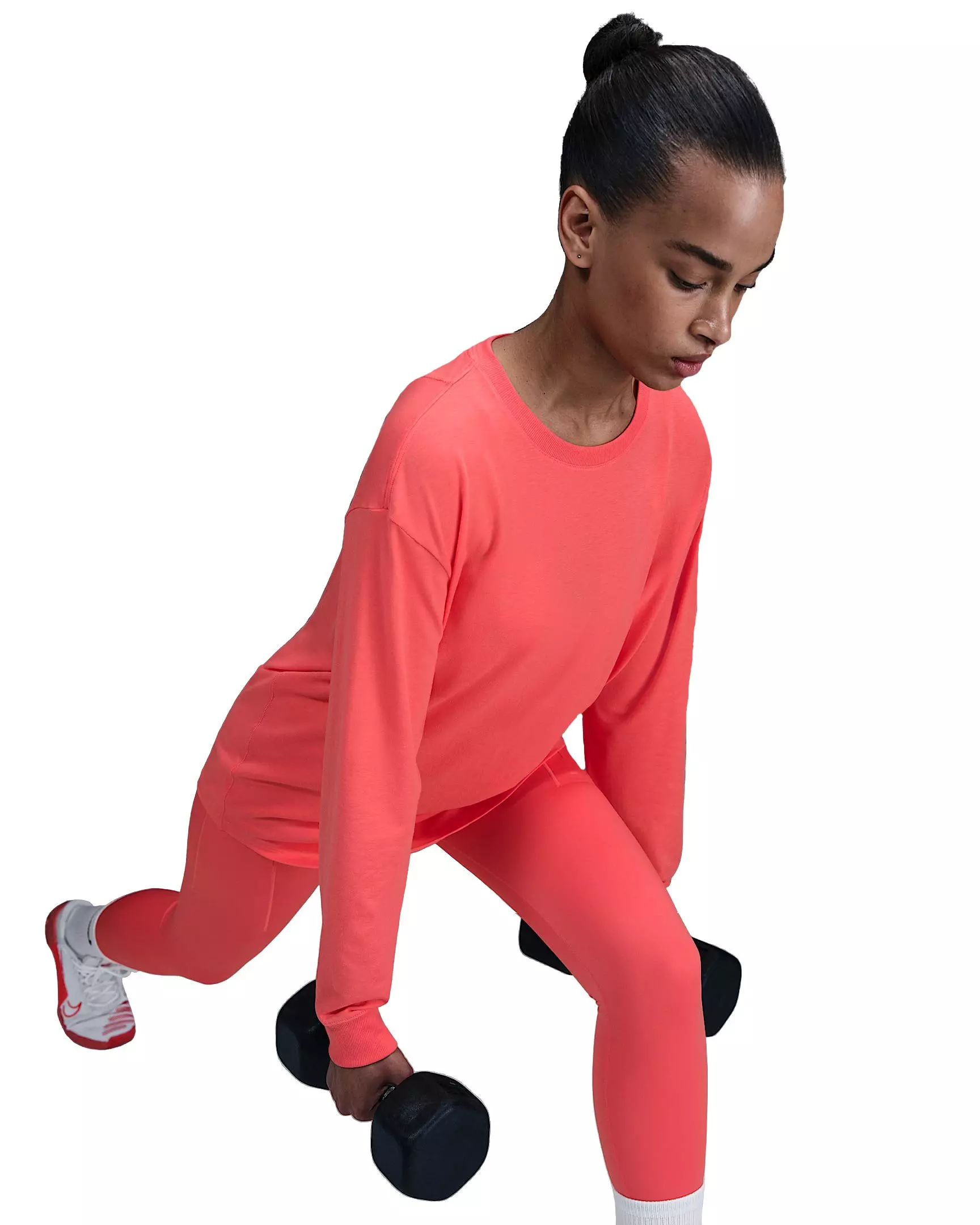 Nike Women's One Relaxed Dri-FIT Long-Sleeve Top - Orange - ORANGE