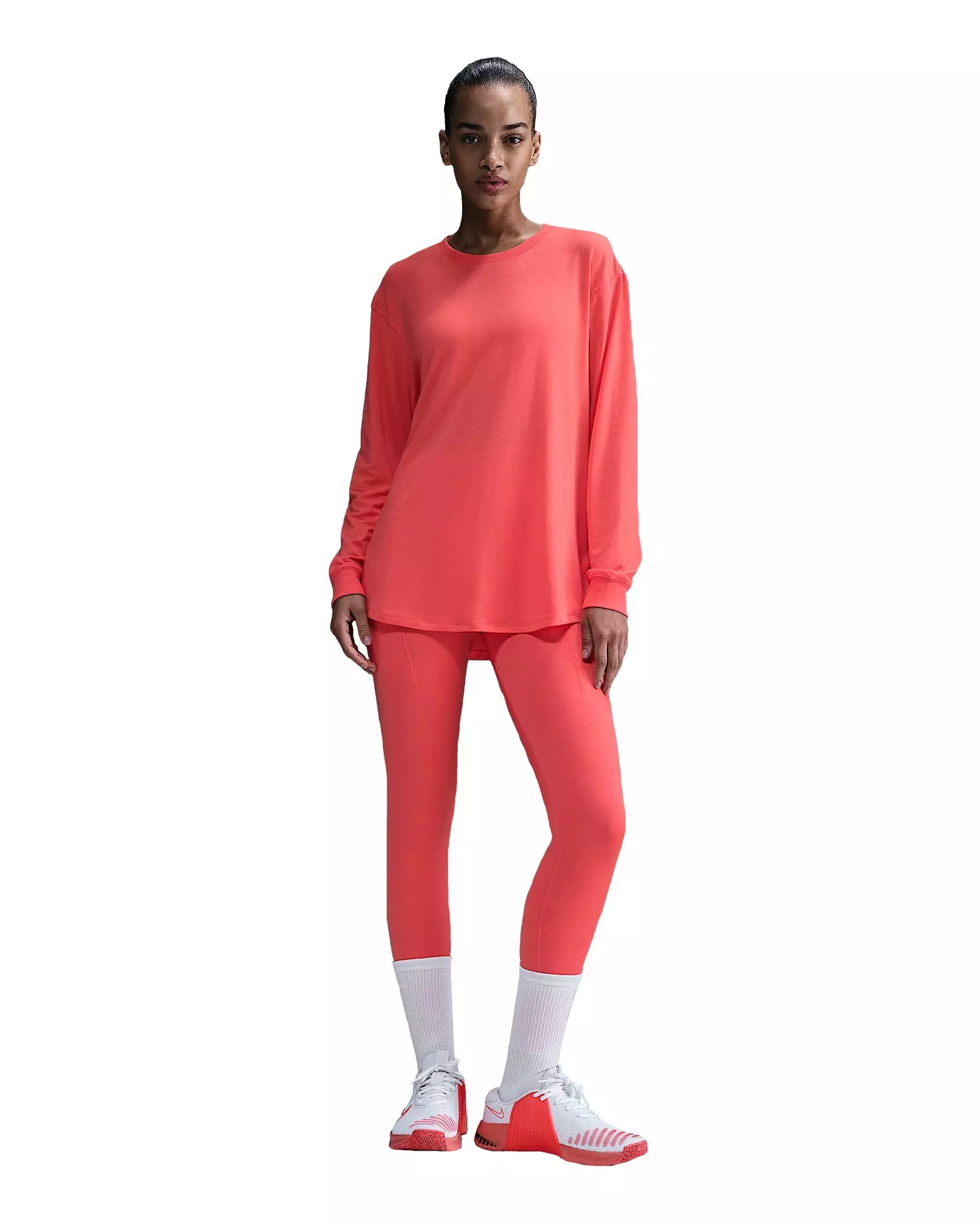 Nike Women's One Relaxed Dri-FIT Long-Sleeve Top - Orange - ORANGE