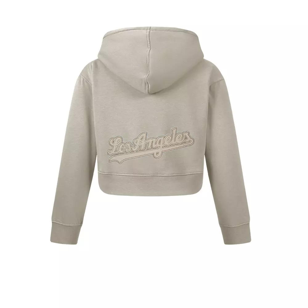 Pro Standard Big Girls' MLB Los Angeles Dodgers Neutral Fleece Pullover Hoodie -Khaki - KHAKI