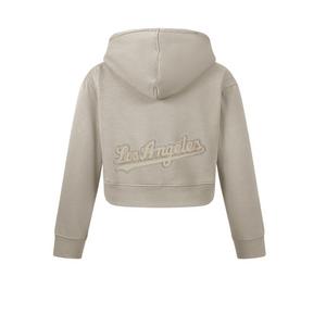 Pro Standard Big Girls' MLB Los Angeles Dodgers Neutral Fleece Pullover Hoodie -Khaki