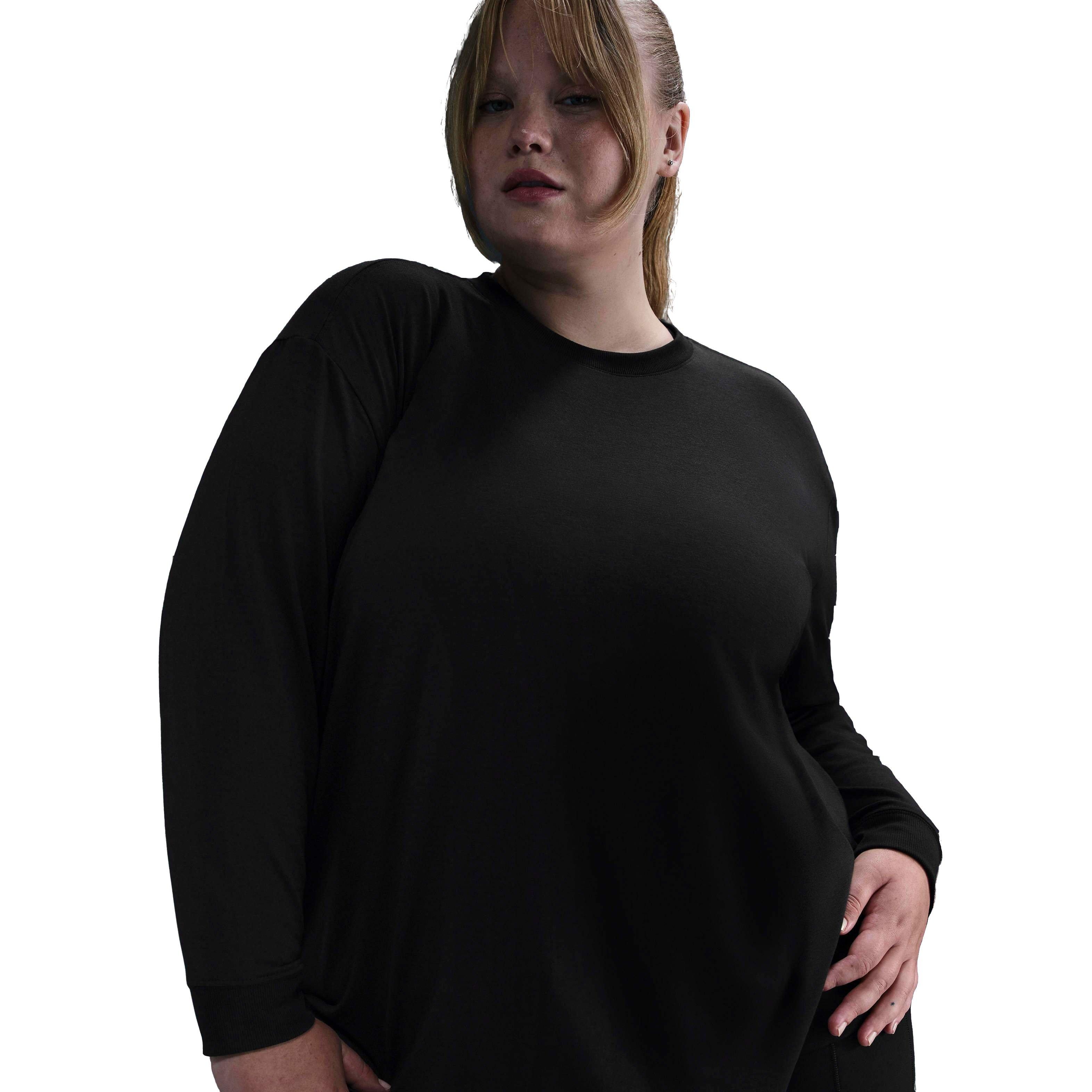 Nike One Women's Dri-FIT Relaxed​ Long-Sleeve​ Top -Black - BLACK Thumbnail View 1