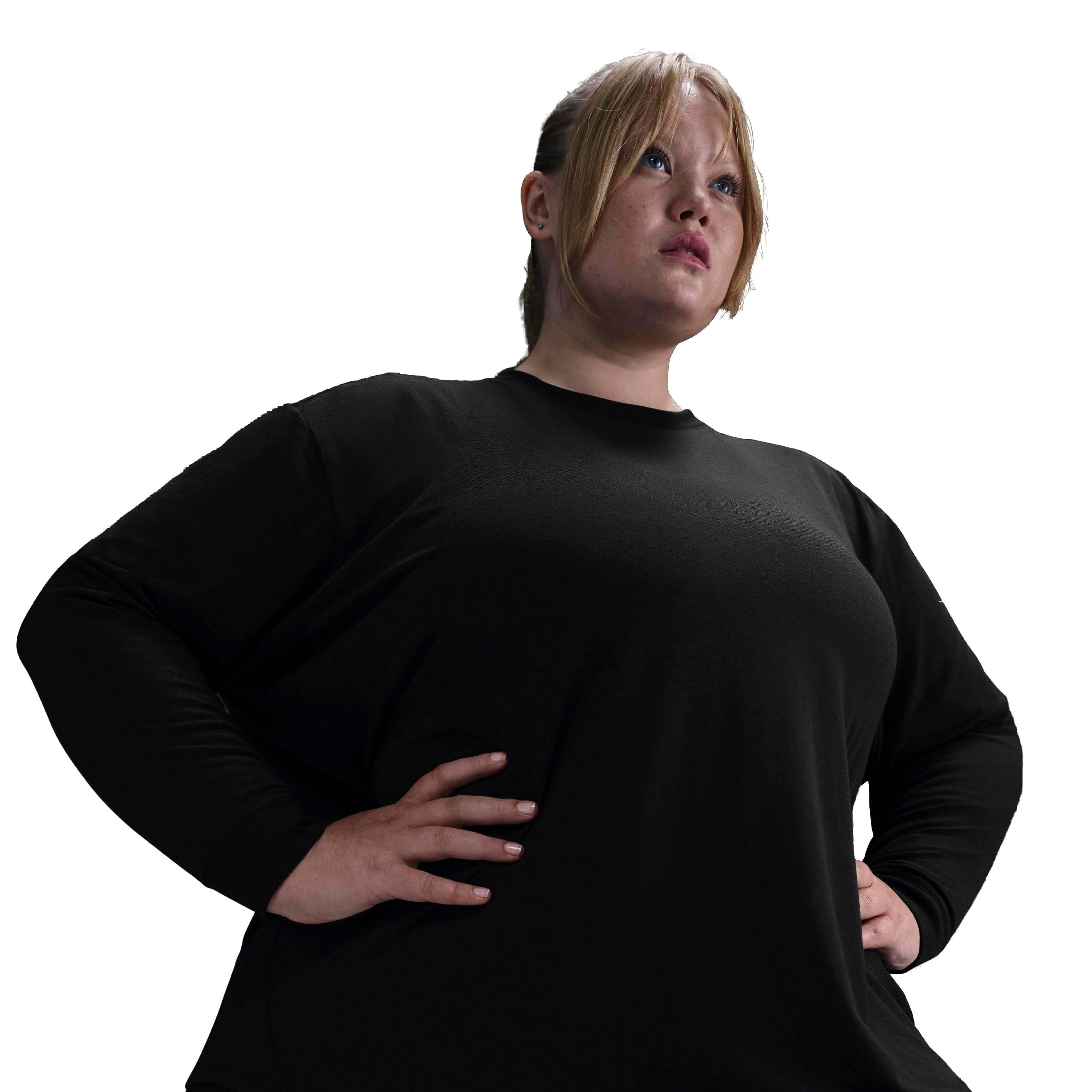 Nike One Women's Dri-FIT Relaxed​ Long-Sleeve​ Top -Black - BLACK Thumbnail View 3