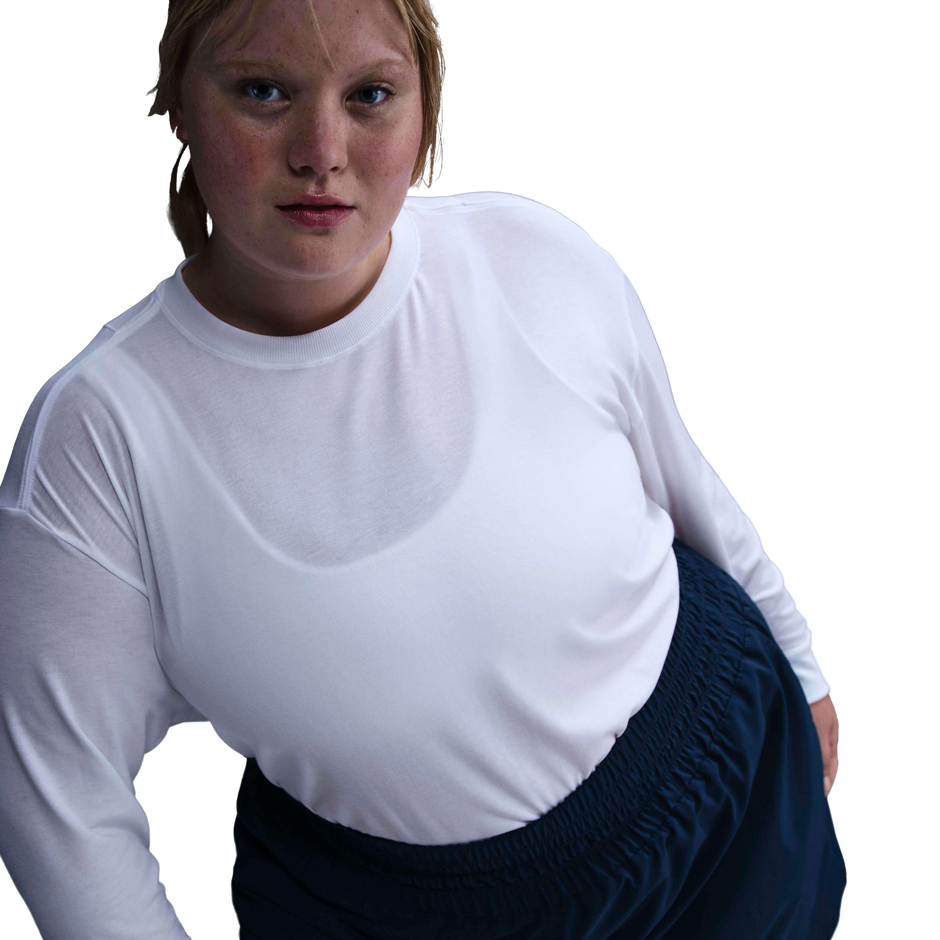 Nike One Women's Dri-FIT Relaxed Long-Sleeve Top - White​ - WHITE Thumbnail View 1